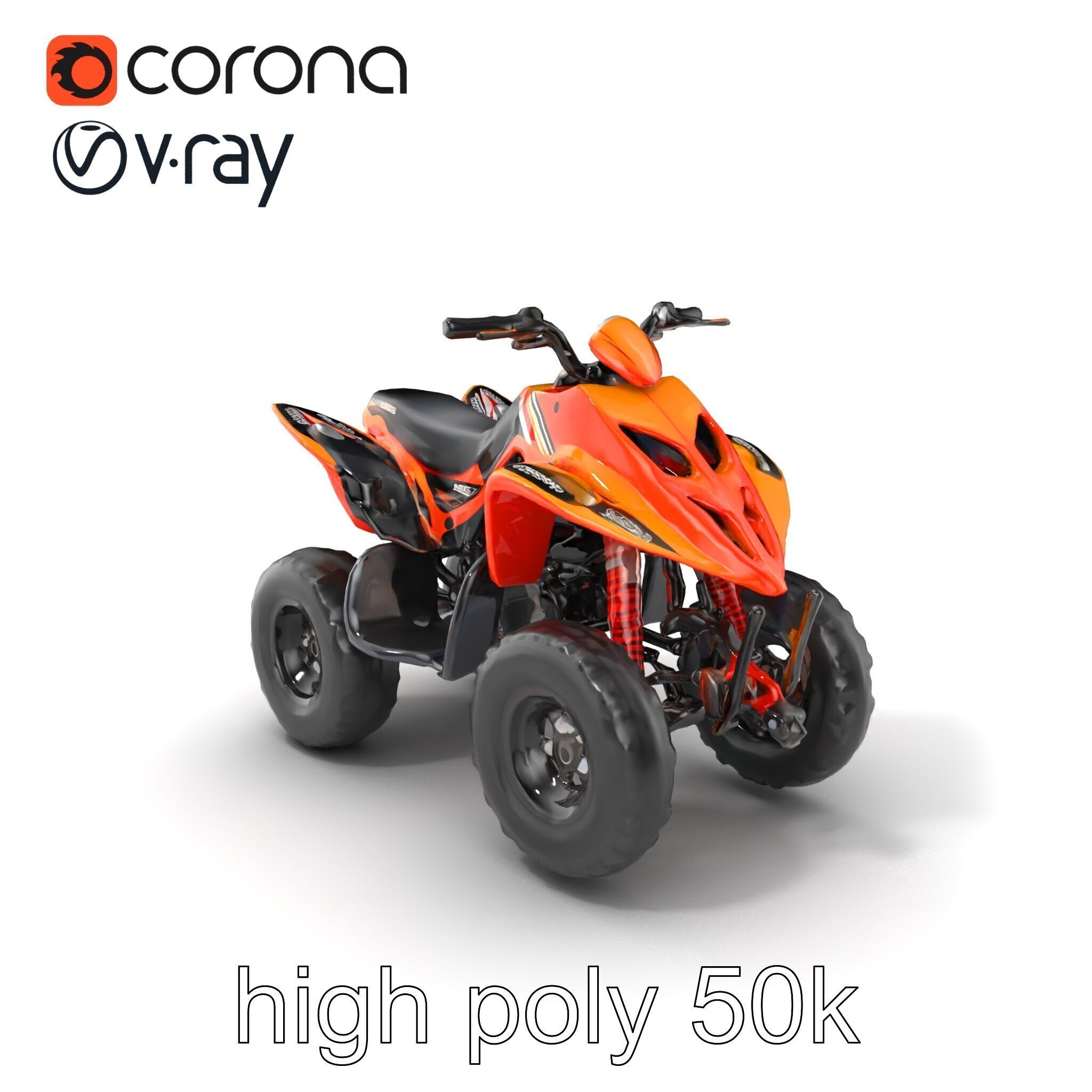 Orange Quad Bike Sporty Design model pack Low-poly 3D model_2