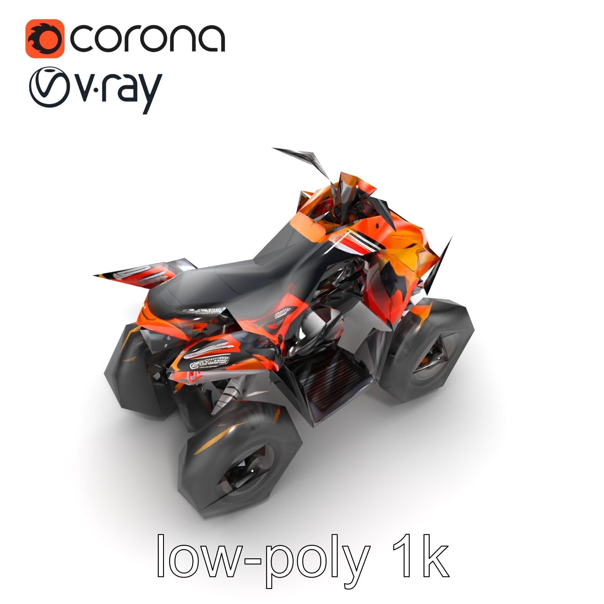 Orange Quad Bike Sporty Design model pack Low-poly 3D model_27