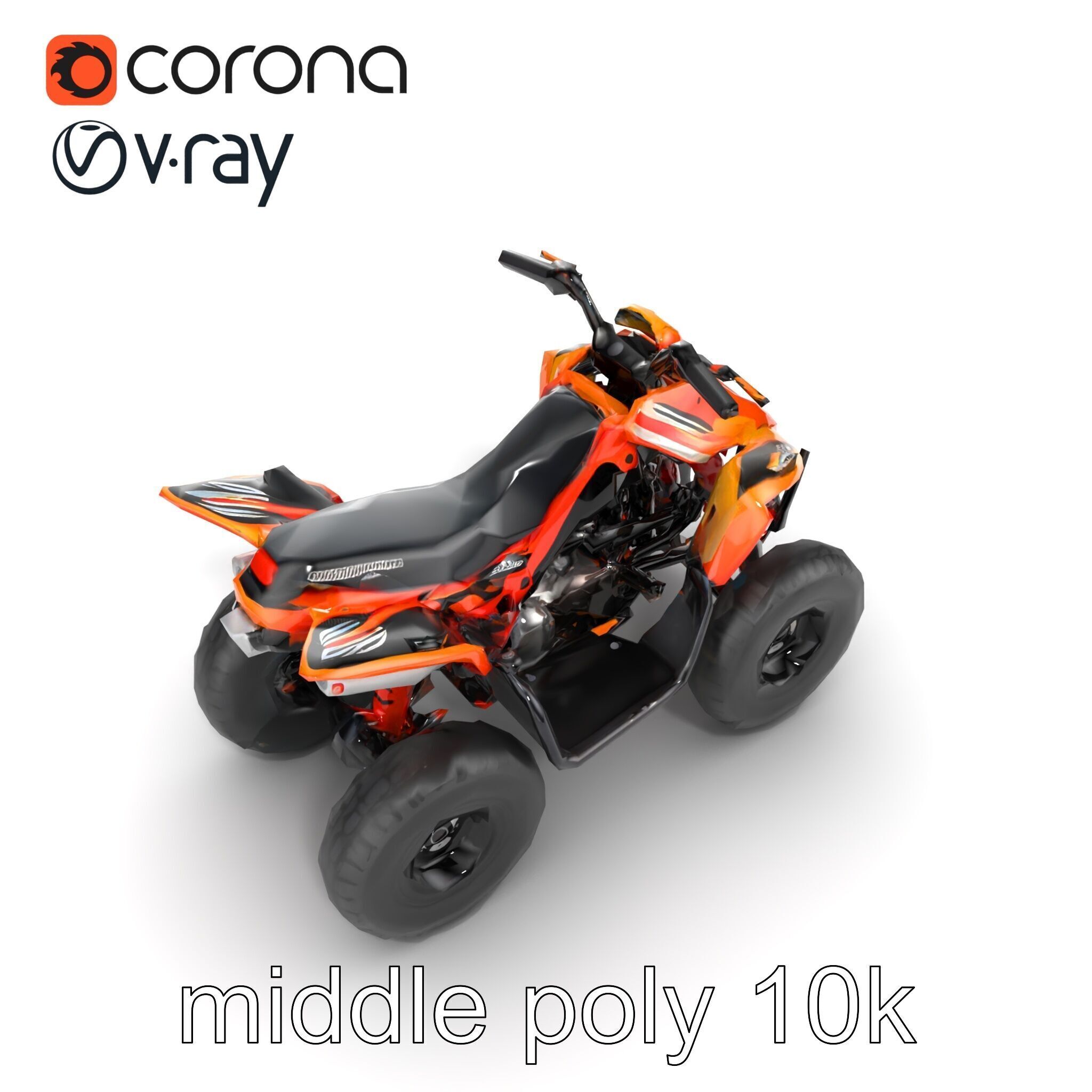 Orange Quad Bike Sporty Design model pack Low-poly 3D model_15