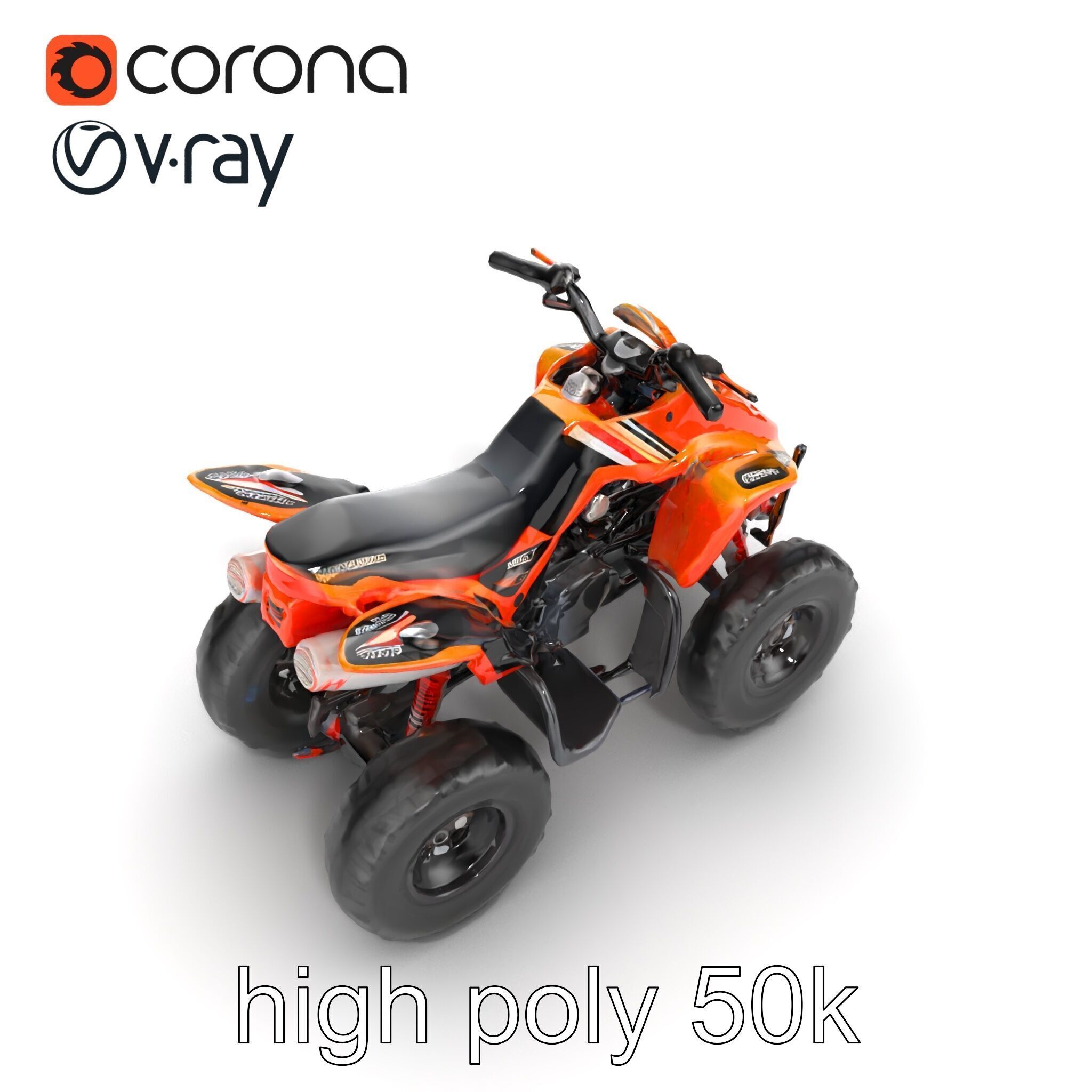Orange Quad Bike Sporty Design model pack Low-poly 3D model_31
