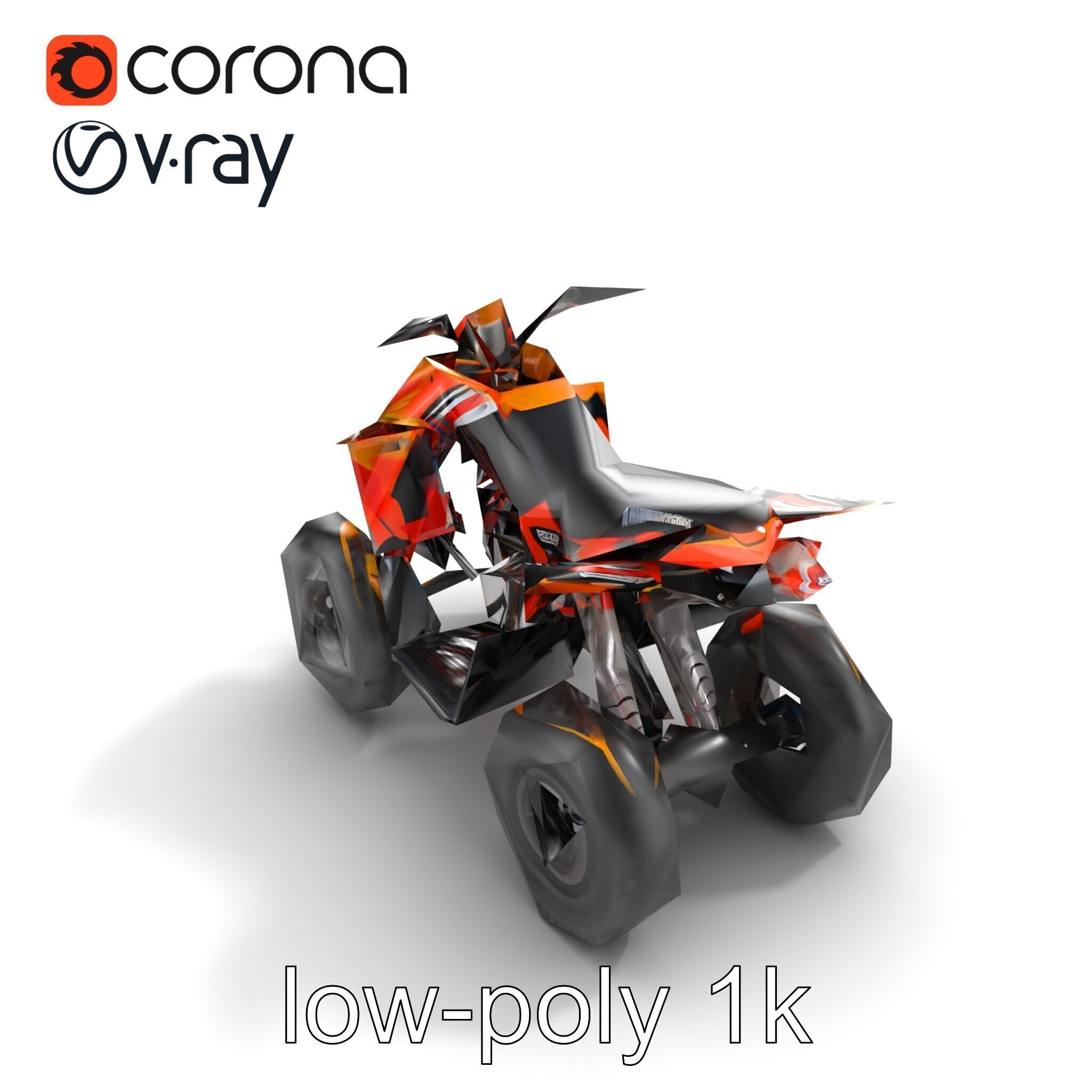Orange Quad Bike Sporty Design model pack Low-poly 3D model_9