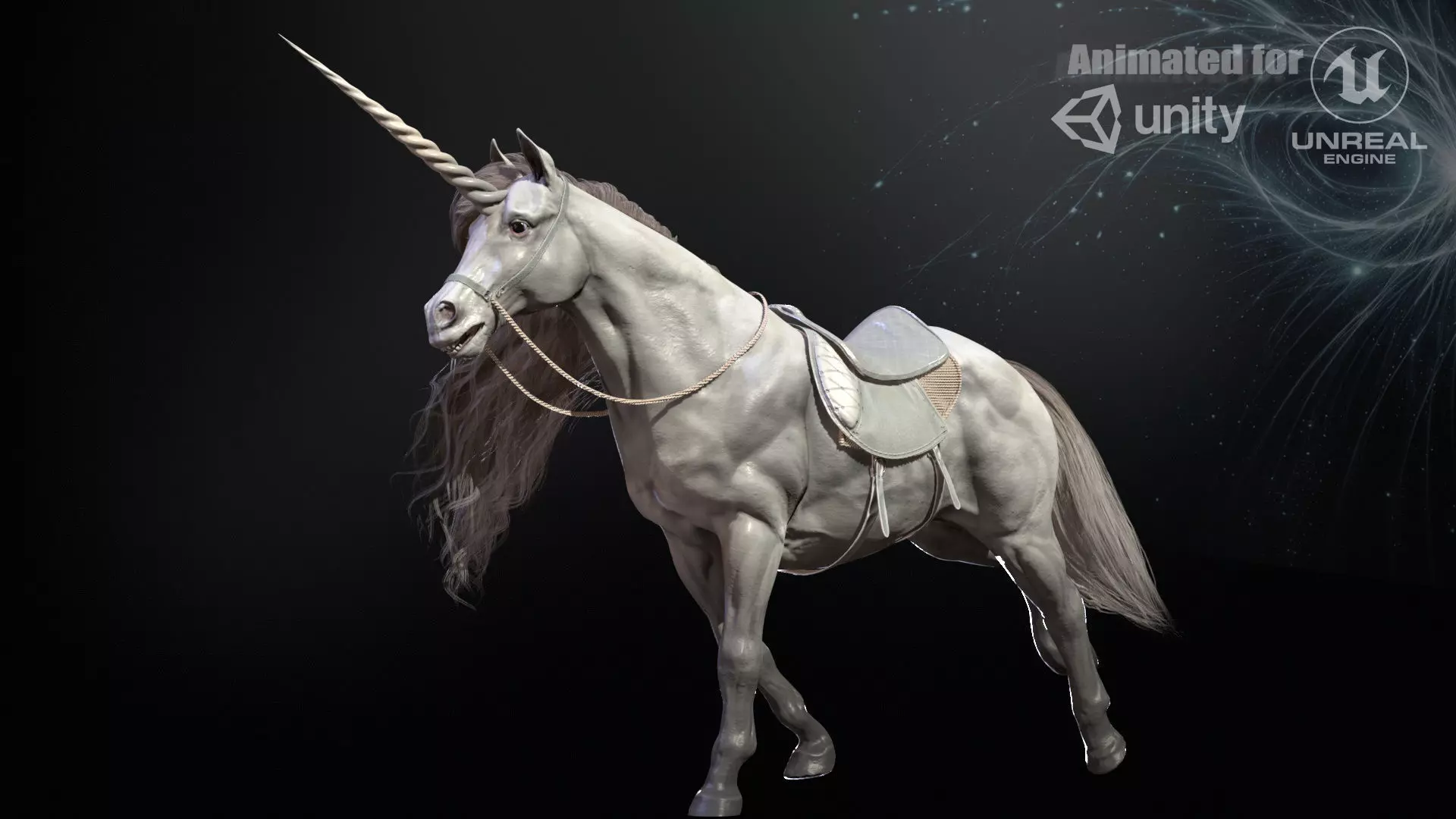 White Unicorn Low-poly 3D model