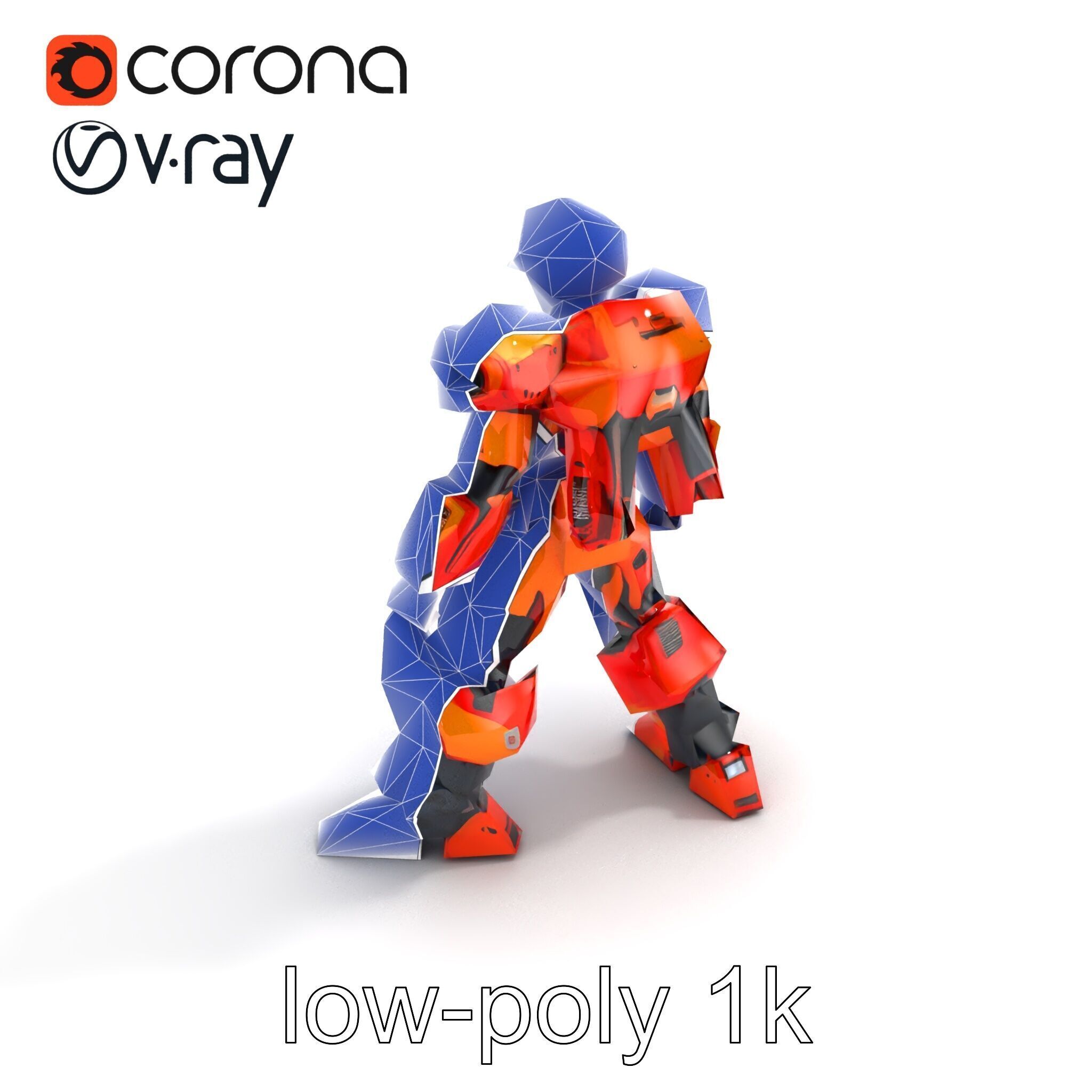 Advanced Humanoid Battle Robot Armor Model Pack Low-poly 3D model_13