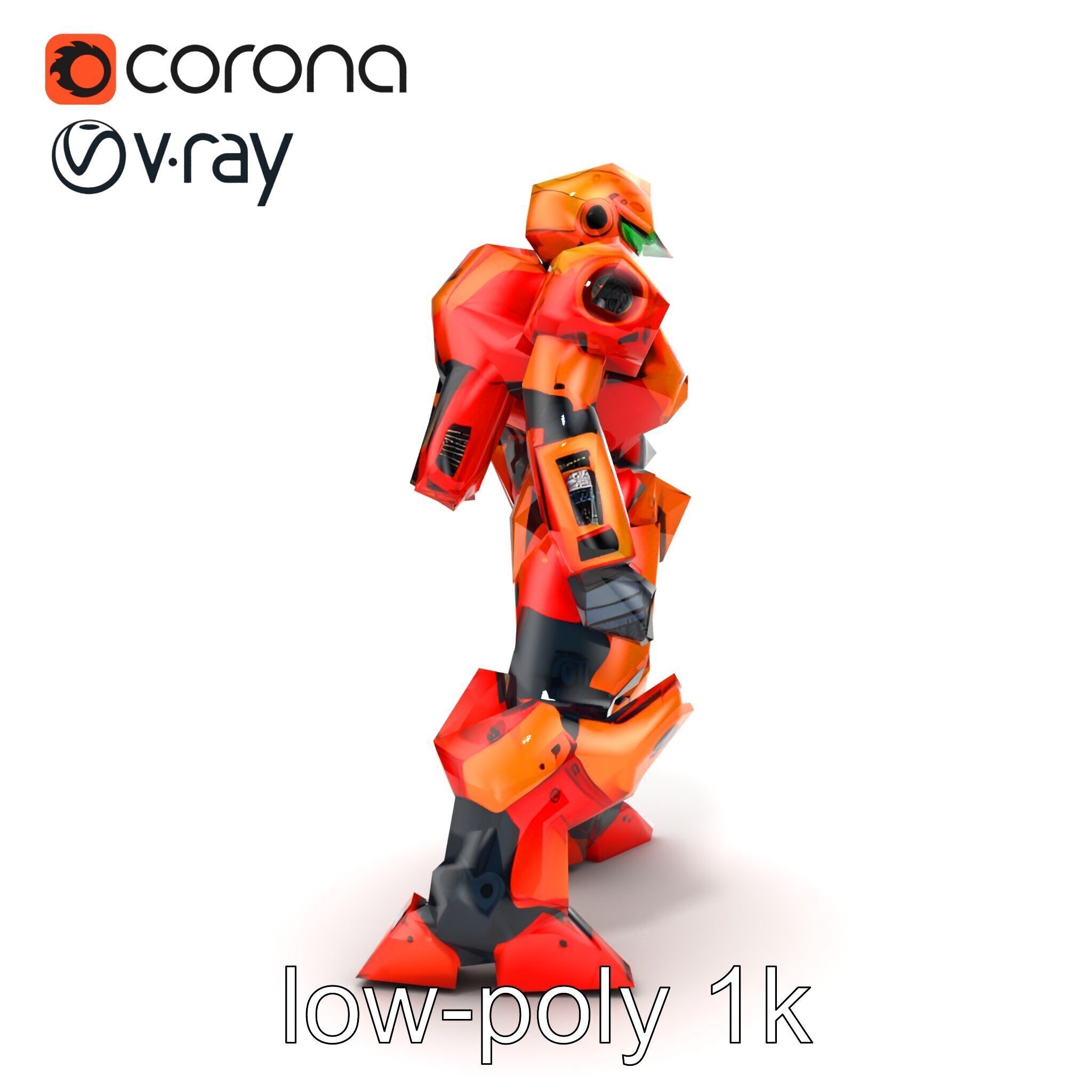 Advanced Humanoid Battle Robot Armor Model Pack Low-poly 3D model_30