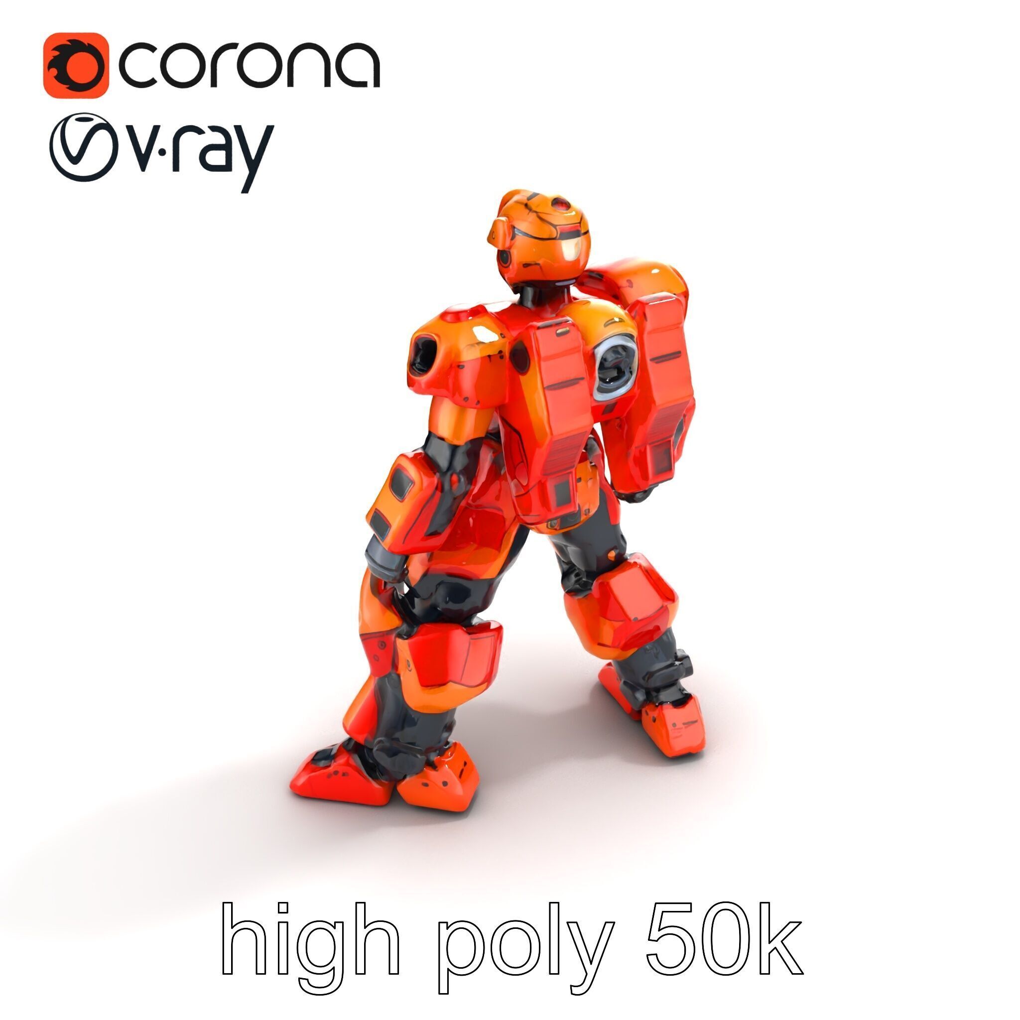 Advanced Humanoid Battle Robot Armor Model Pack Low-poly 3D model_25