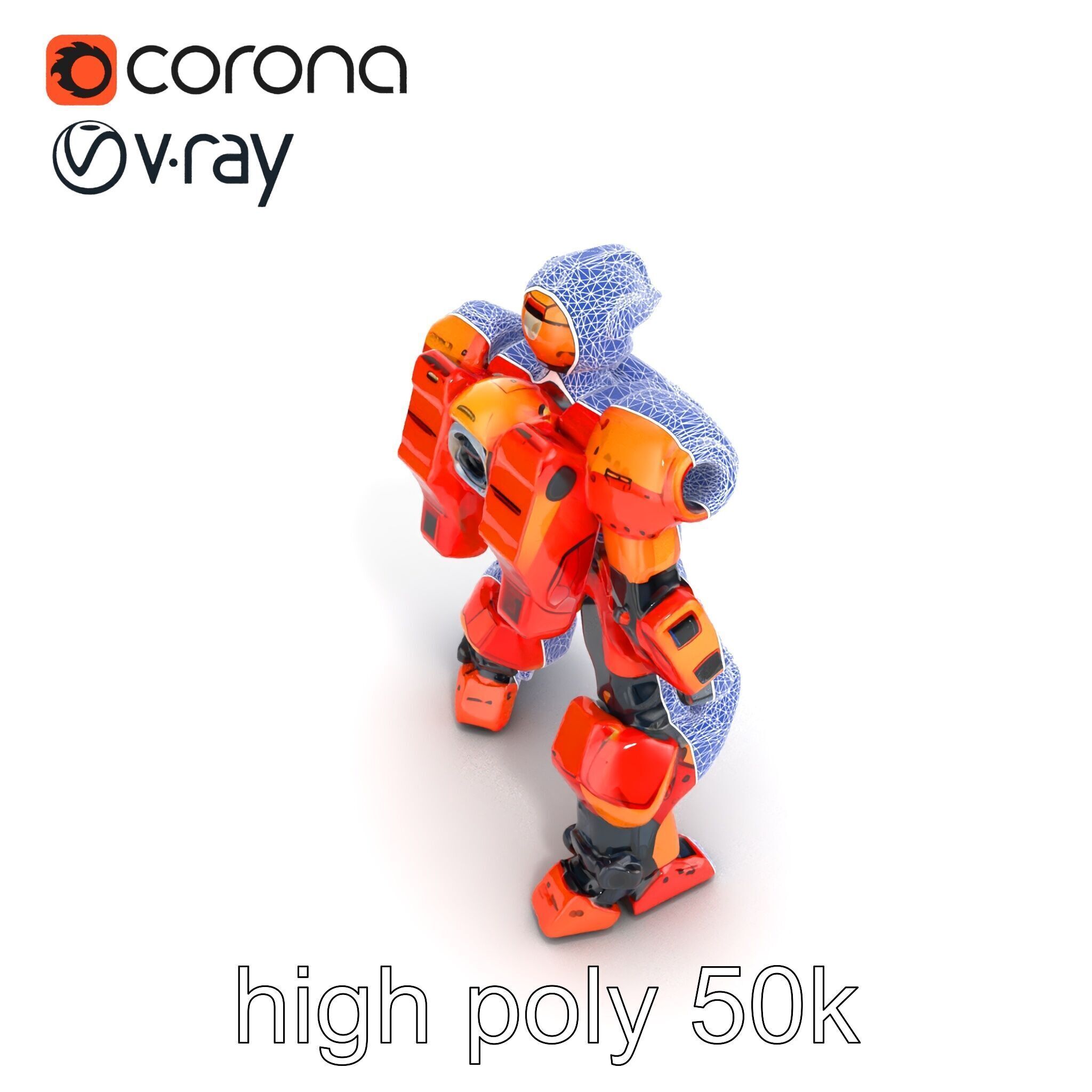 Advanced Humanoid Battle Robot Armor Model Pack Low-poly 3D model_18