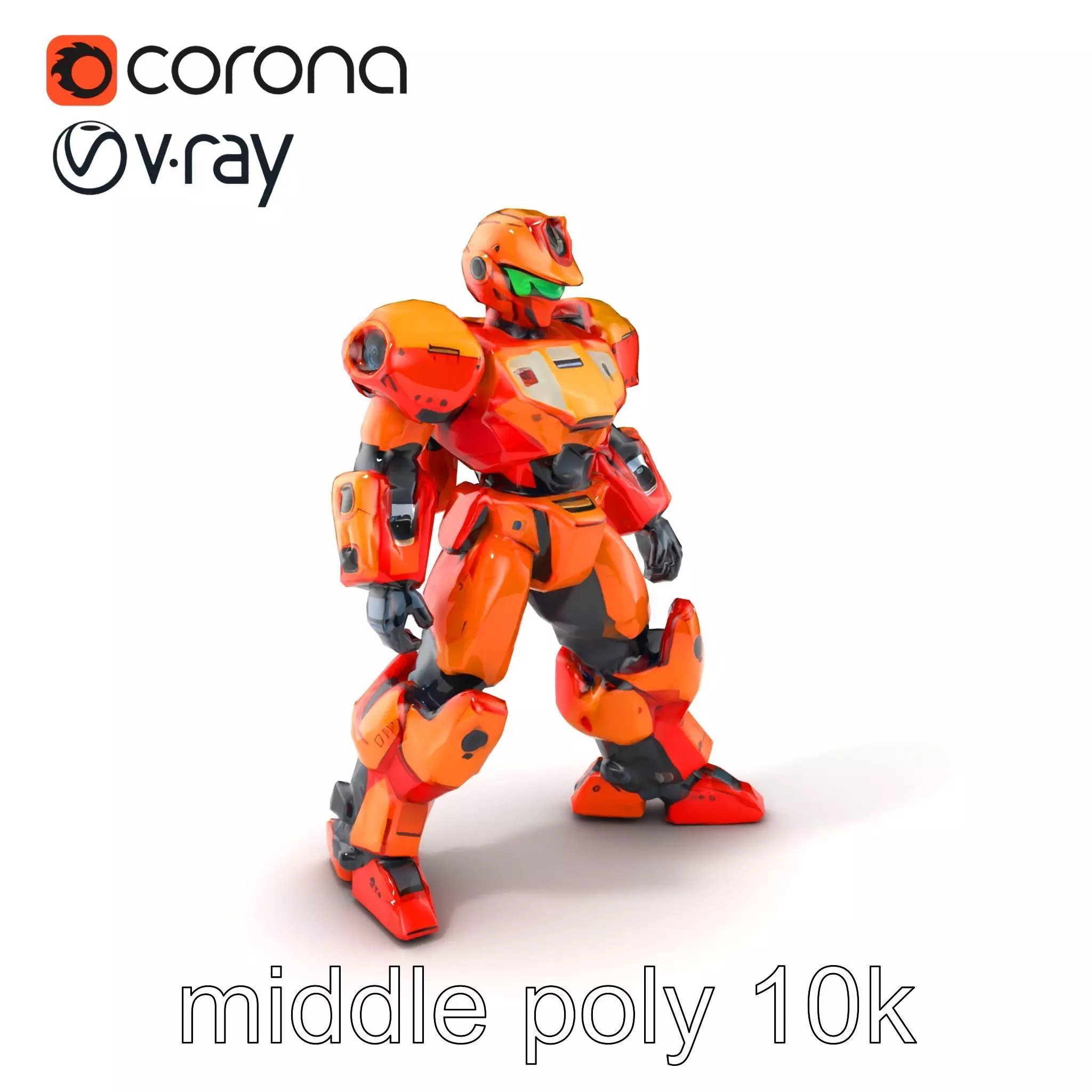 Advanced Humanoid Battle Robot Armor Model Pack Low-poly 3D model_0