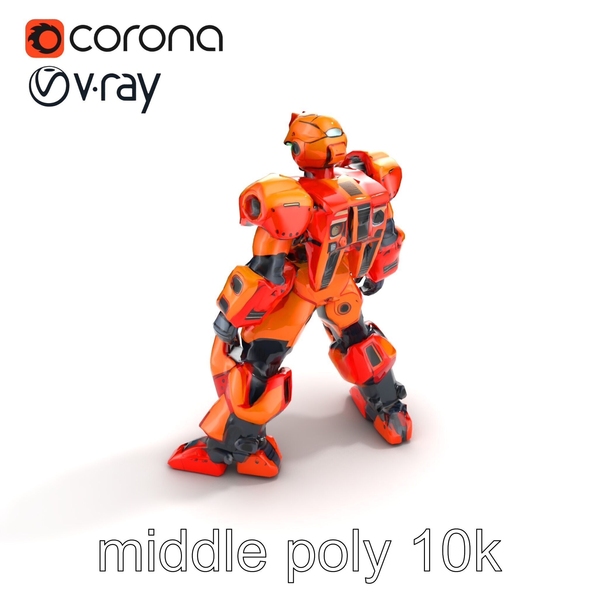 Advanced Humanoid Battle Robot Armor Model Pack Low-poly 3D model_8