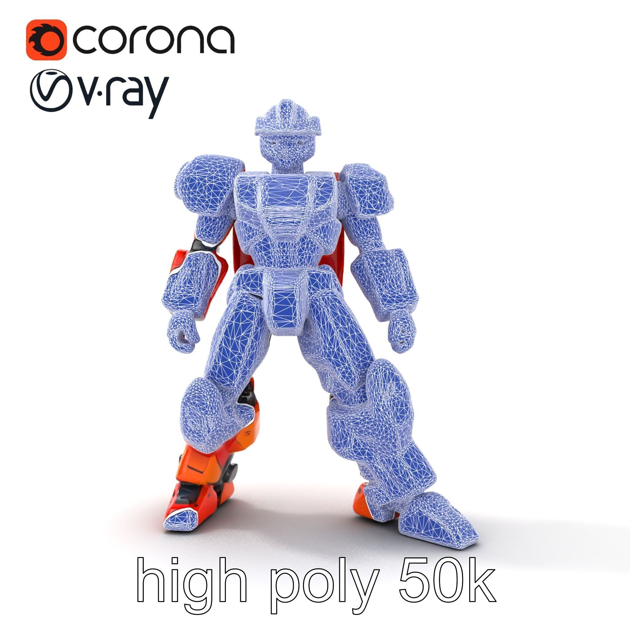 Advanced Humanoid Battle Robot Armor Model Pack Low-poly 3D model_16