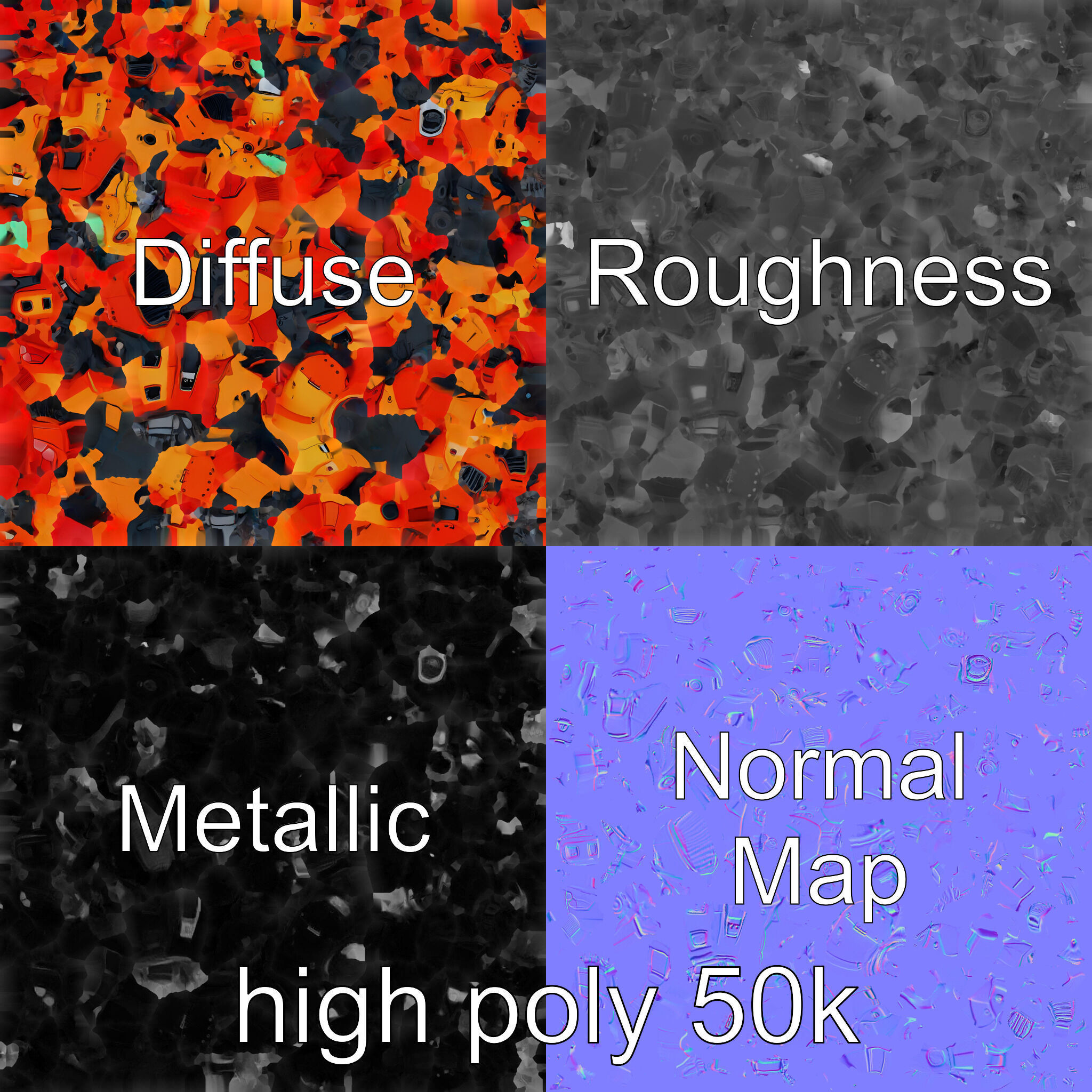 Advanced Humanoid Battle Robot Armor Model Pack Low-poly 3D model_3