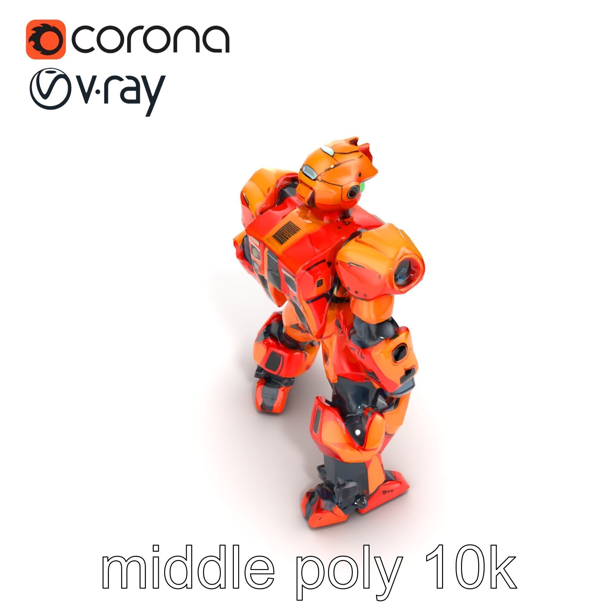 Advanced Humanoid Battle Robot Armor Model Pack Low-poly 3D model_21