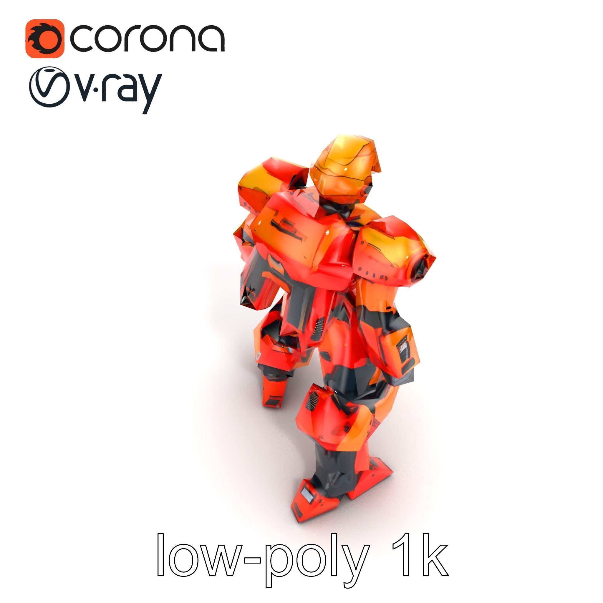 Advanced Humanoid Battle Robot Armor Model Pack Low-poly 3D model_12