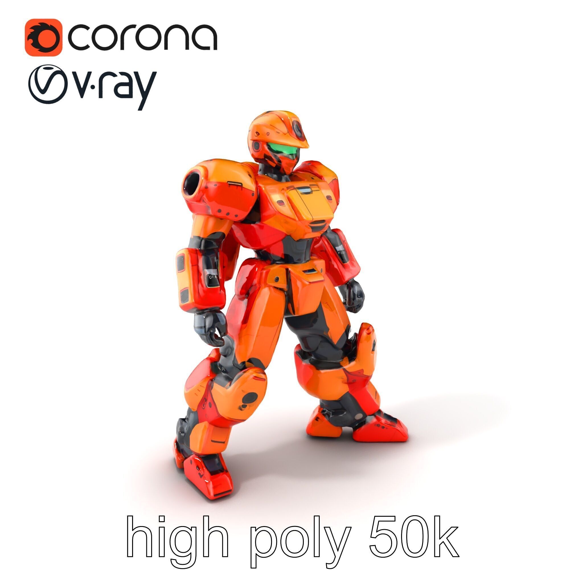 Advanced Humanoid Battle Robot Armor Model Pack Low-poly 3D model_2