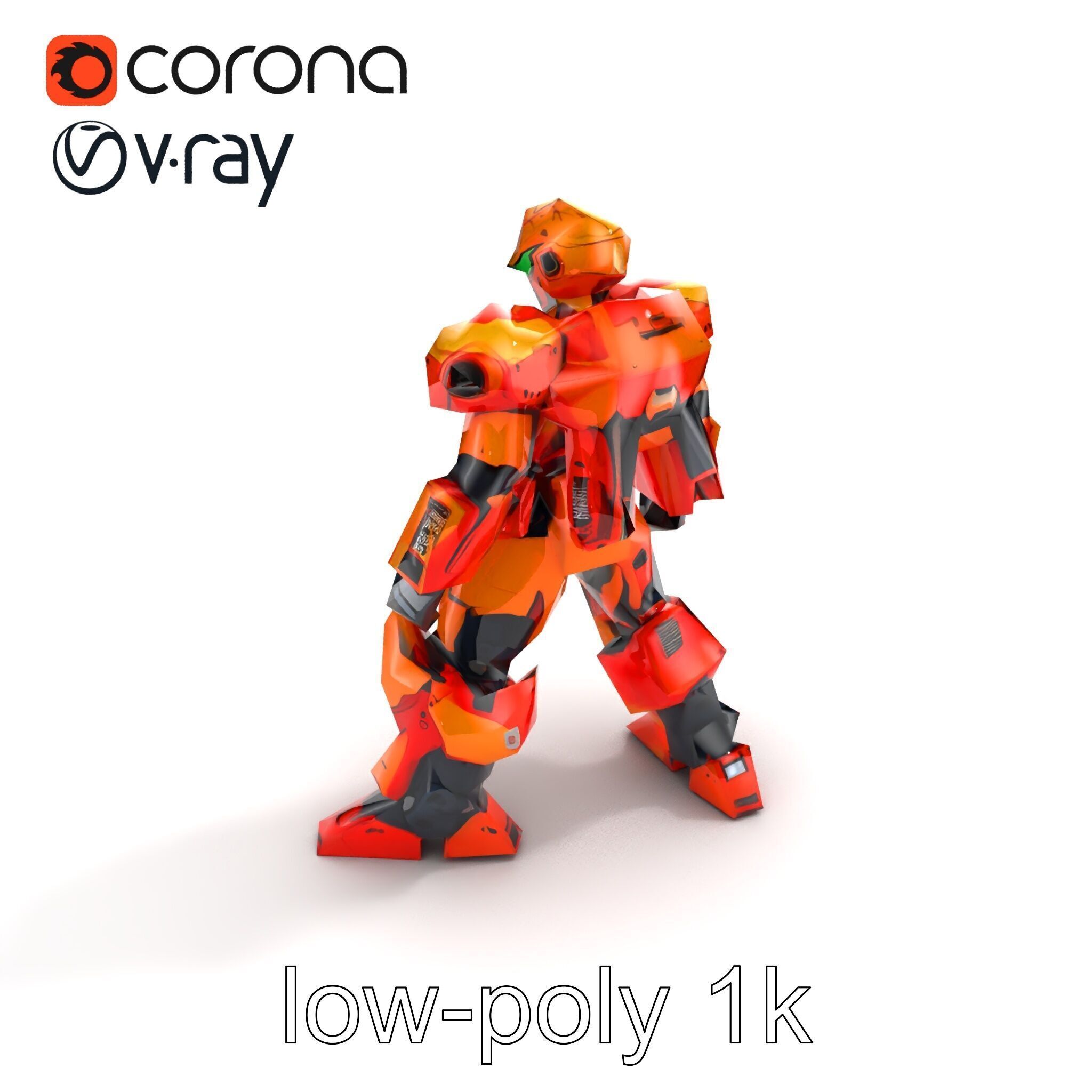 Advanced Humanoid Battle Robot Armor Model Pack Low-poly 3D model_9