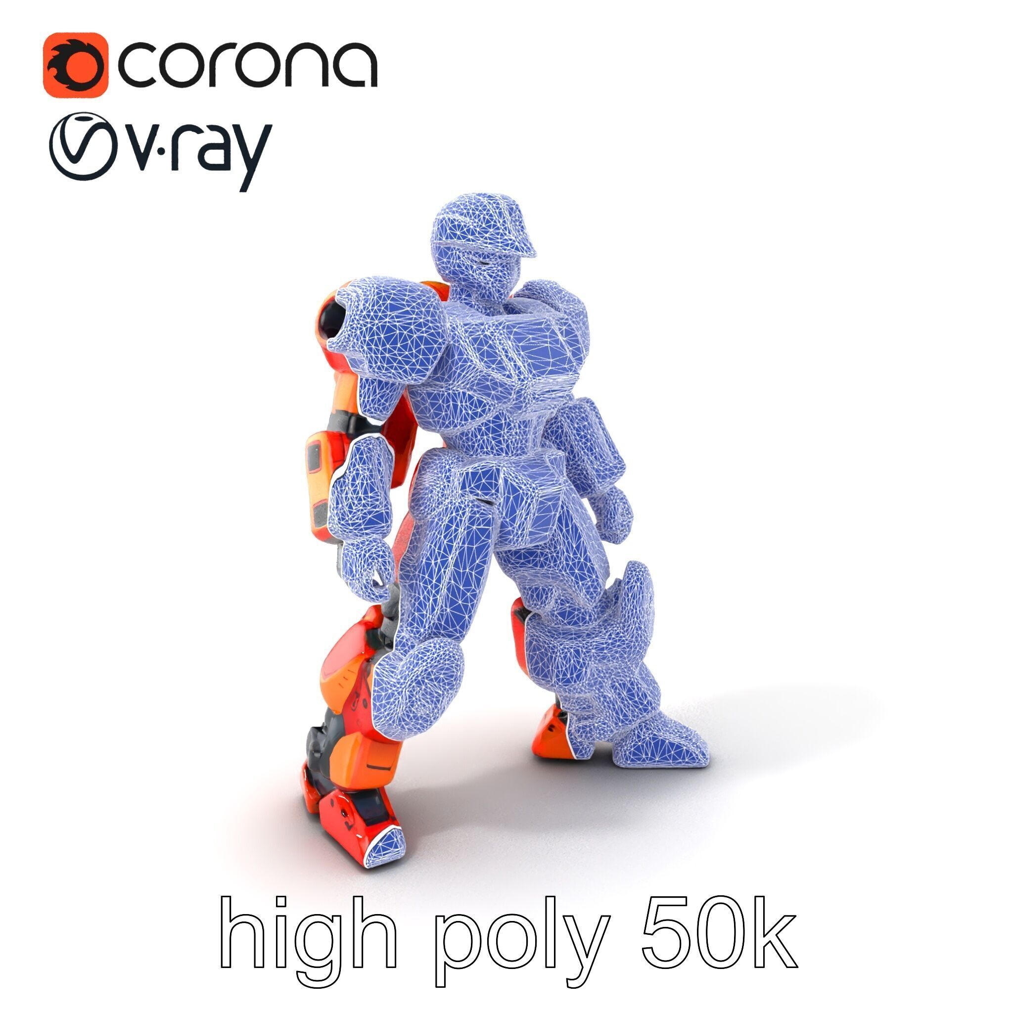 Advanced Humanoid Battle Robot Armor Model Pack Low-poly 3D model_10