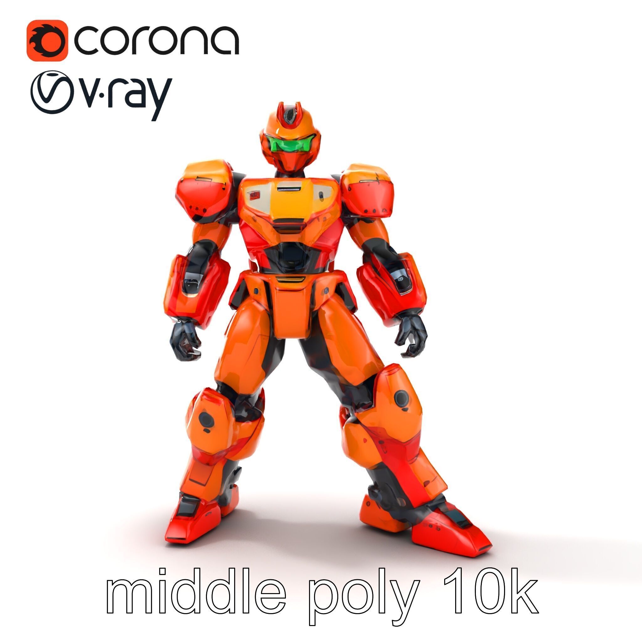 Advanced Humanoid Battle Robot Armor Model Pack Low-poly 3D model_28