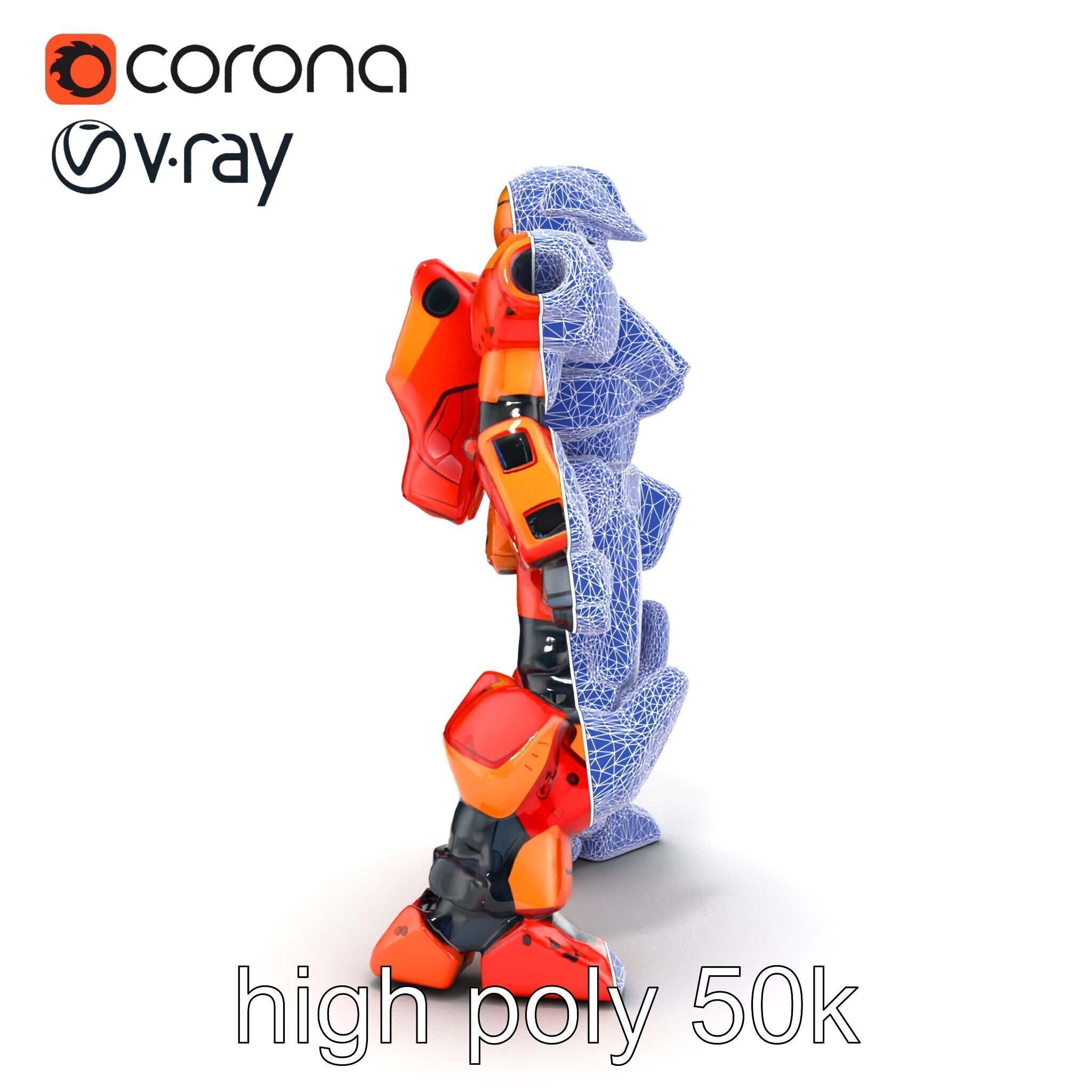 Advanced Humanoid Battle Robot Armor Model Pack Low-poly 3D model_17