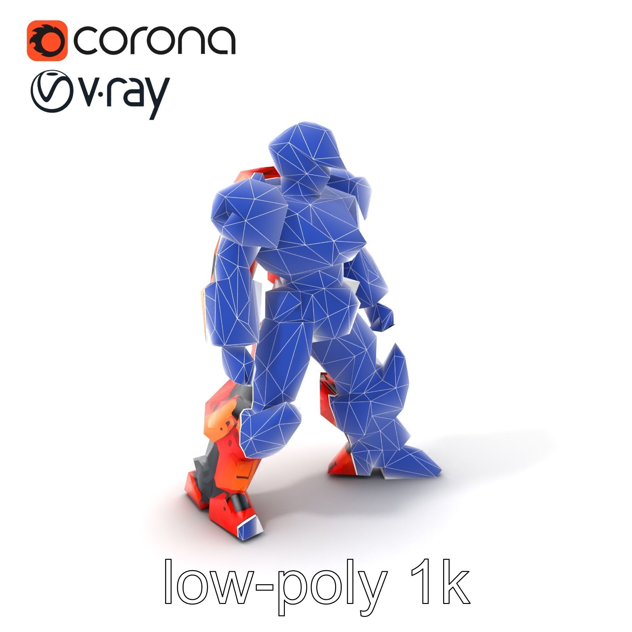 Advanced Humanoid Battle Robot Armor Model Pack Low-poly 3D model_7