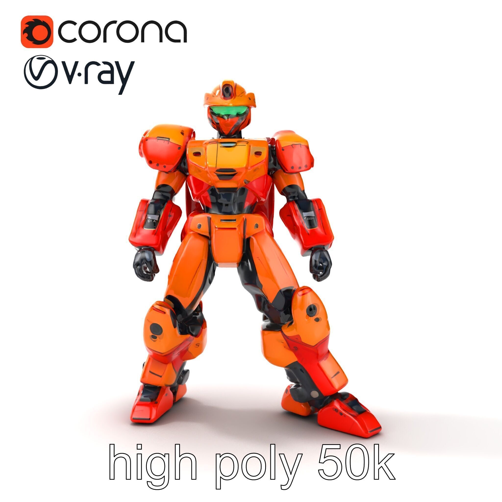 Advanced Humanoid Battle Robot Armor Model Pack Low-poly 3D model_31