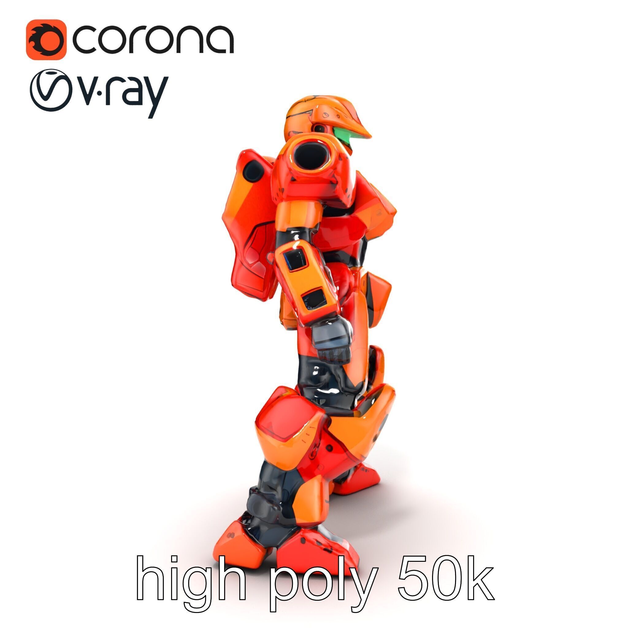 Advanced Humanoid Battle Robot Armor Model Pack Low-poly 3D model_27