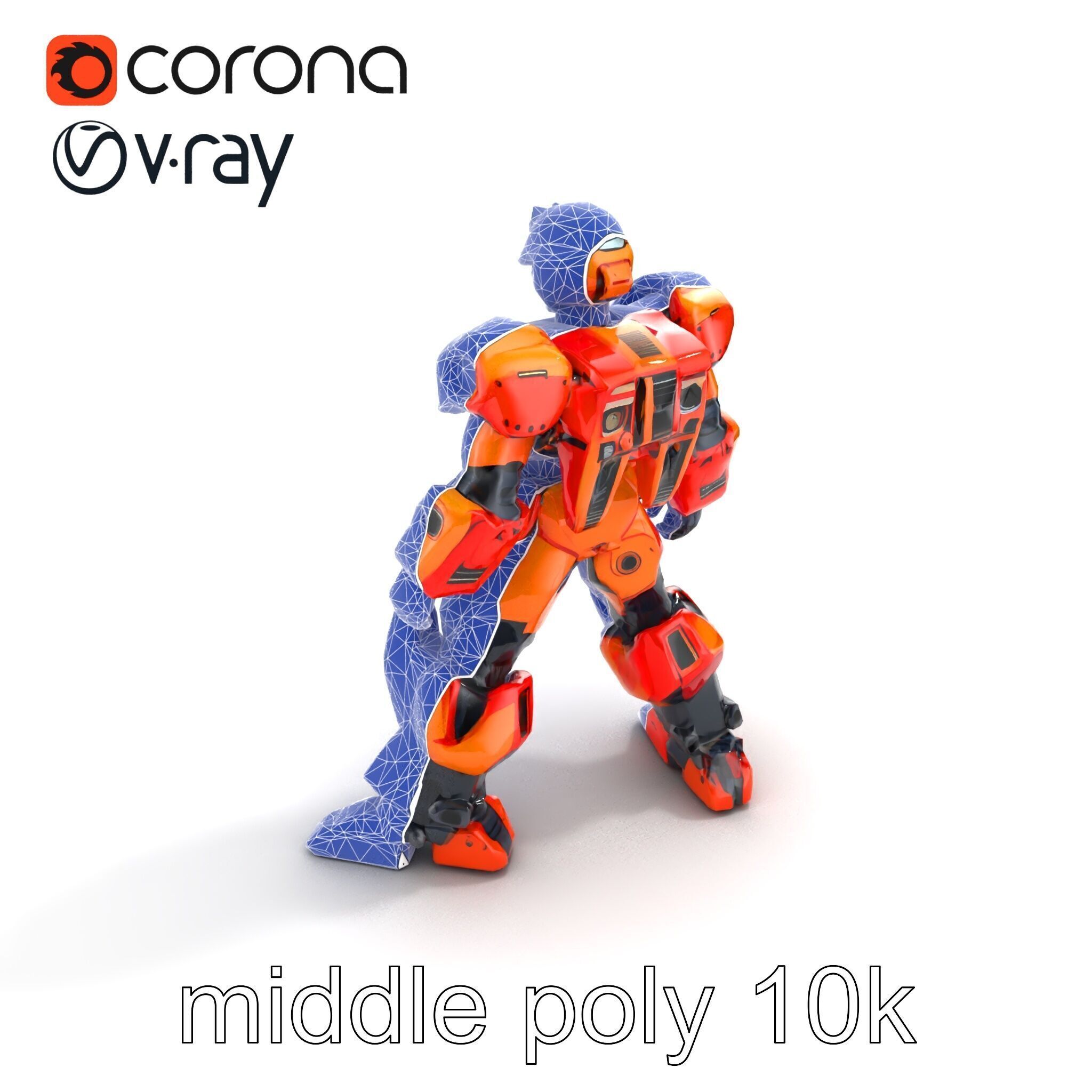 Advanced Humanoid Battle Robot Armor Model Pack Low-poly 3D model_11