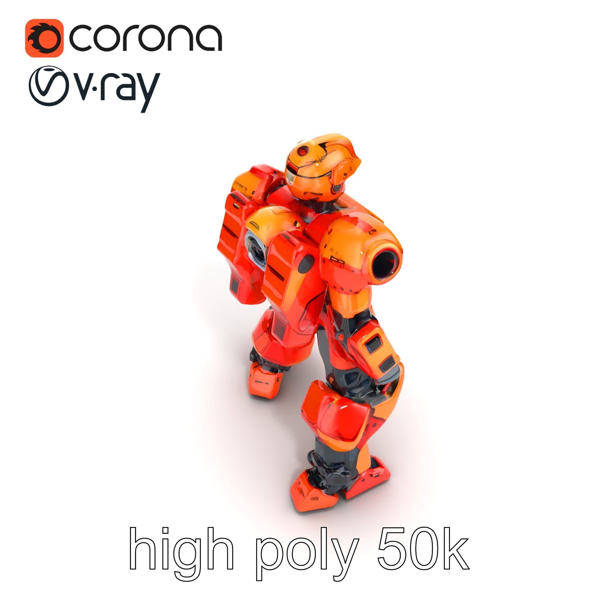 Advanced Humanoid Battle Robot Armor Model Pack Low-poly 3D model_14