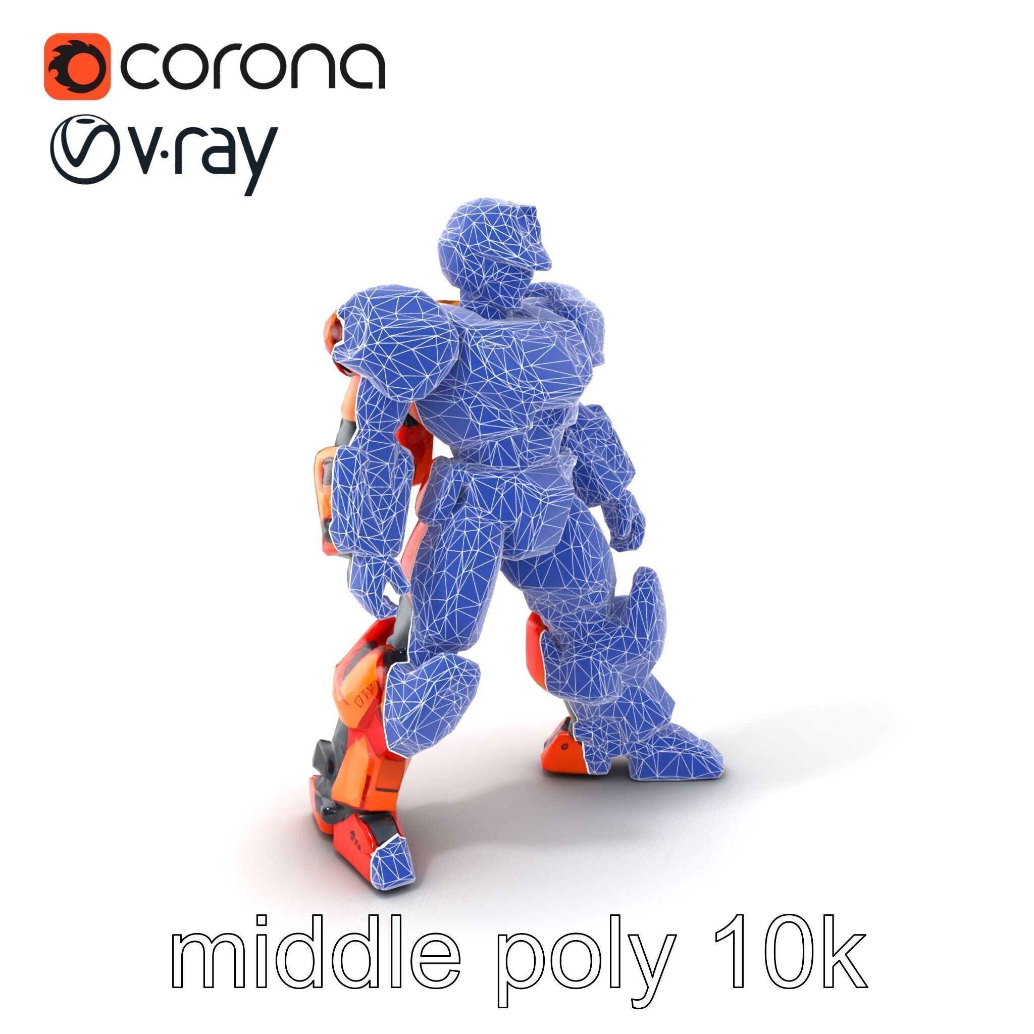 Advanced Humanoid Battle Robot Armor Model Pack Low-poly 3D model_6