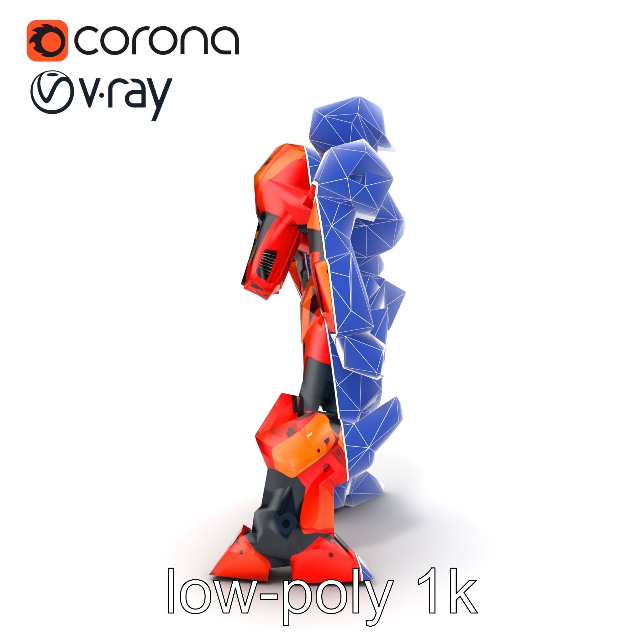 Advanced Humanoid Battle Robot Armor Model Pack Low-poly 3D model_24