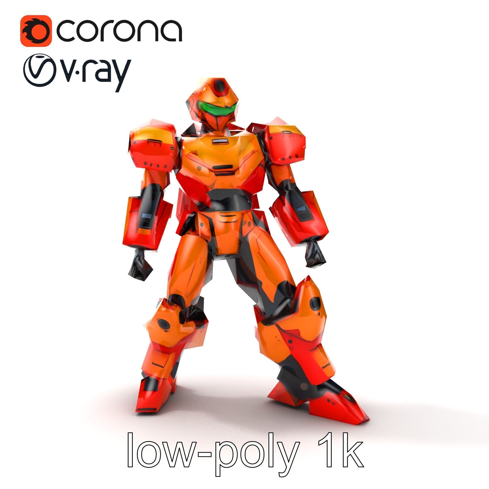 Advanced Humanoid Battle Robot Armor Model Pack Low-poly 3D model_29