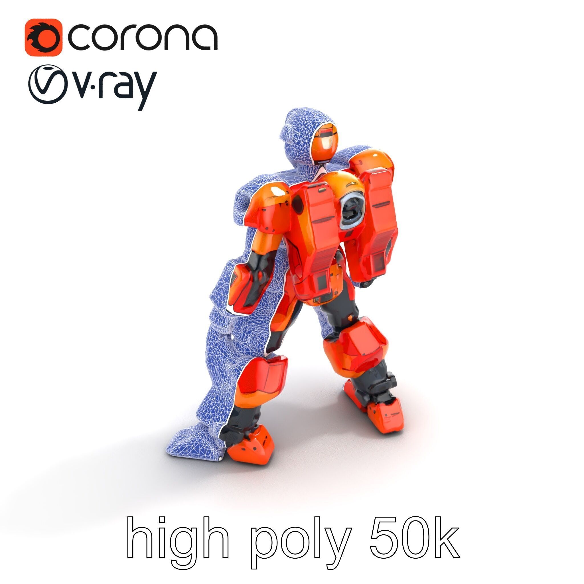 Advanced Humanoid Battle Robot Armor Model Pack Low-poly 3D model_20