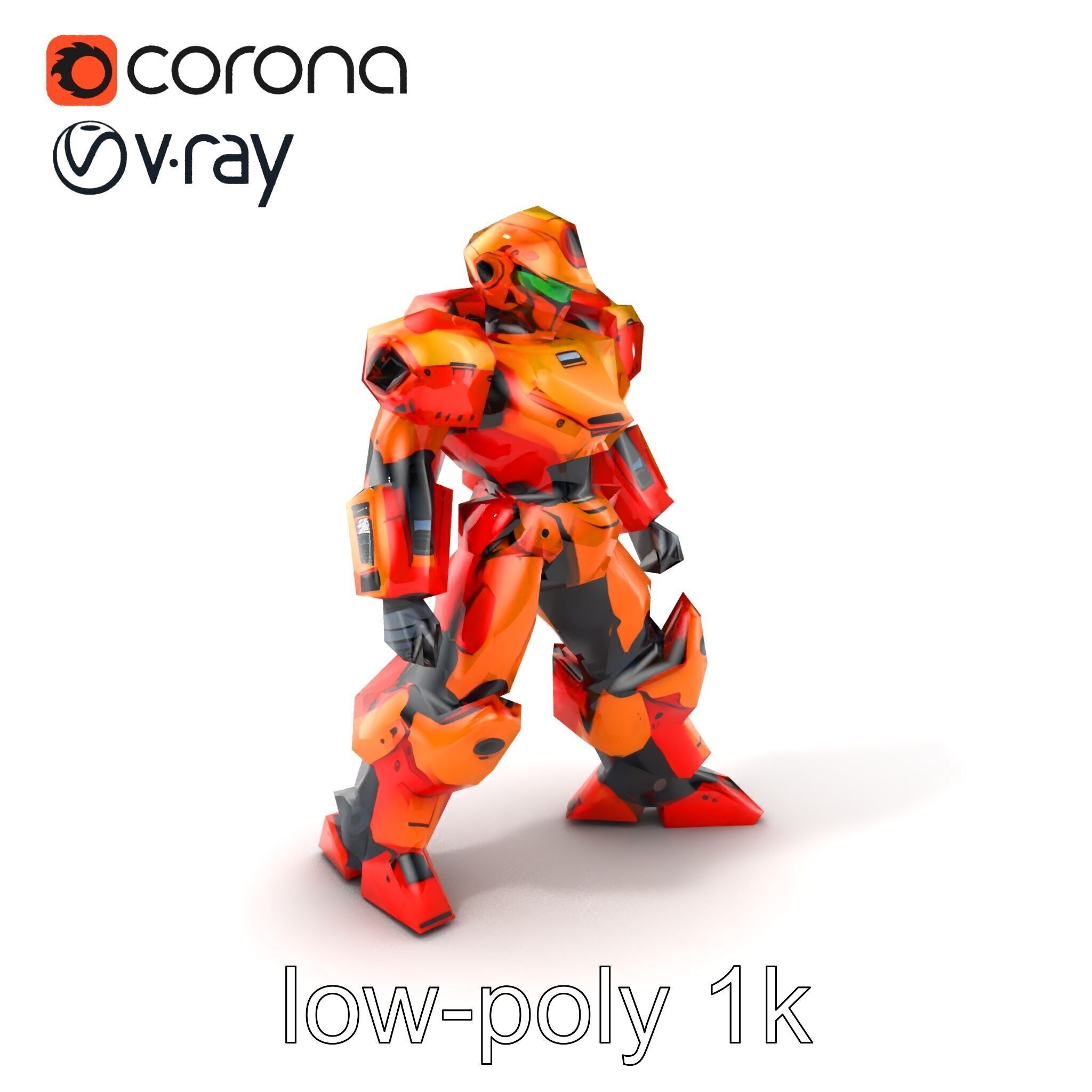 Advanced Humanoid Battle Robot Armor Model Pack Low-poly 3D model_5