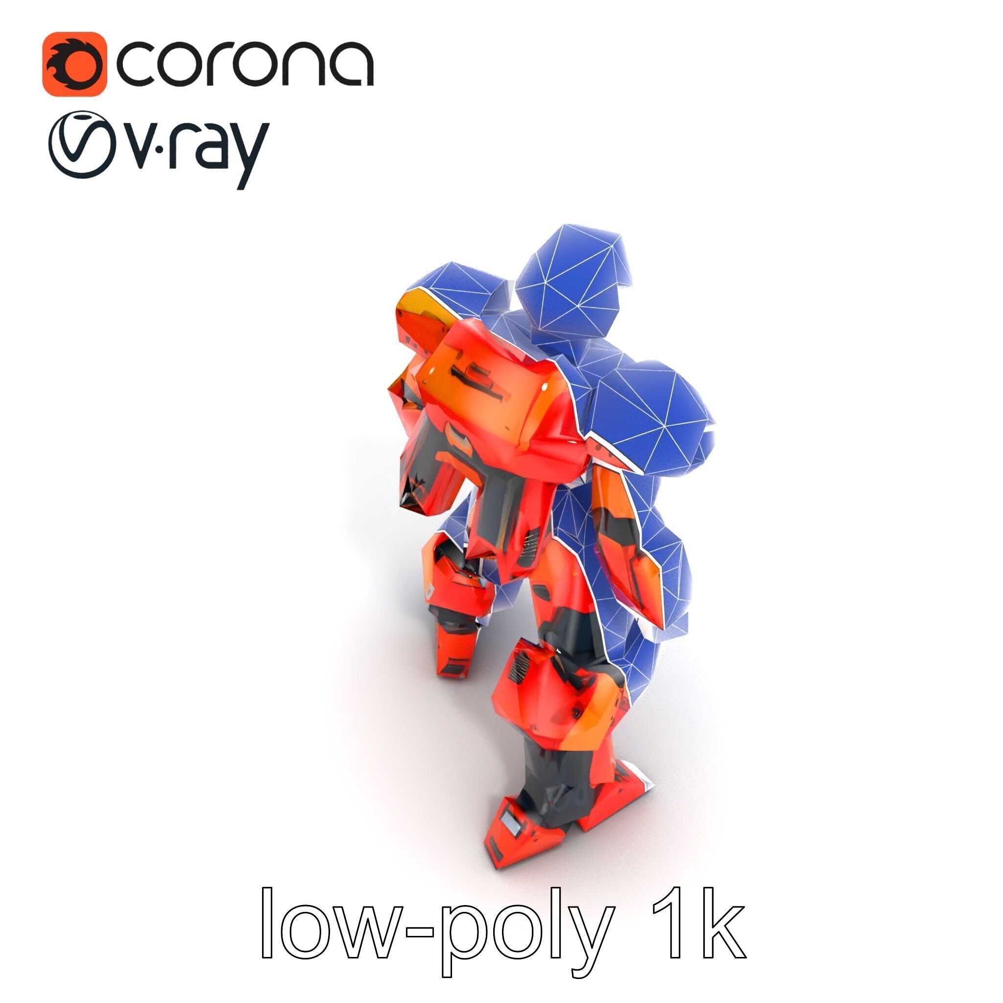 Advanced Humanoid Battle Robot Armor Model Pack Low-poly 3D model_19