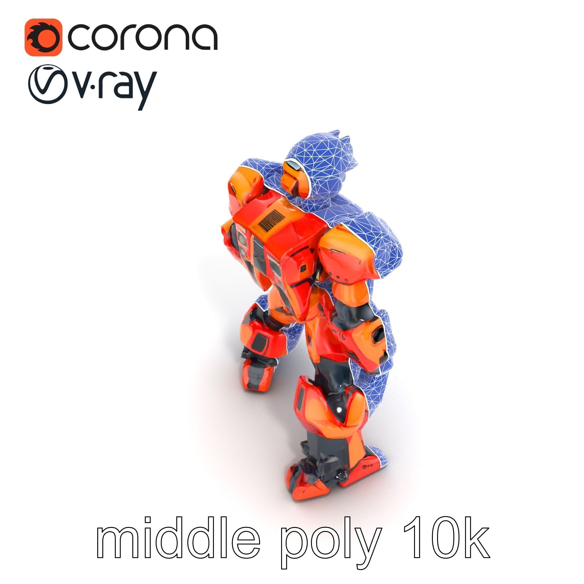 Advanced Humanoid Battle Robot Armor Model Pack Low-poly 3D model_15