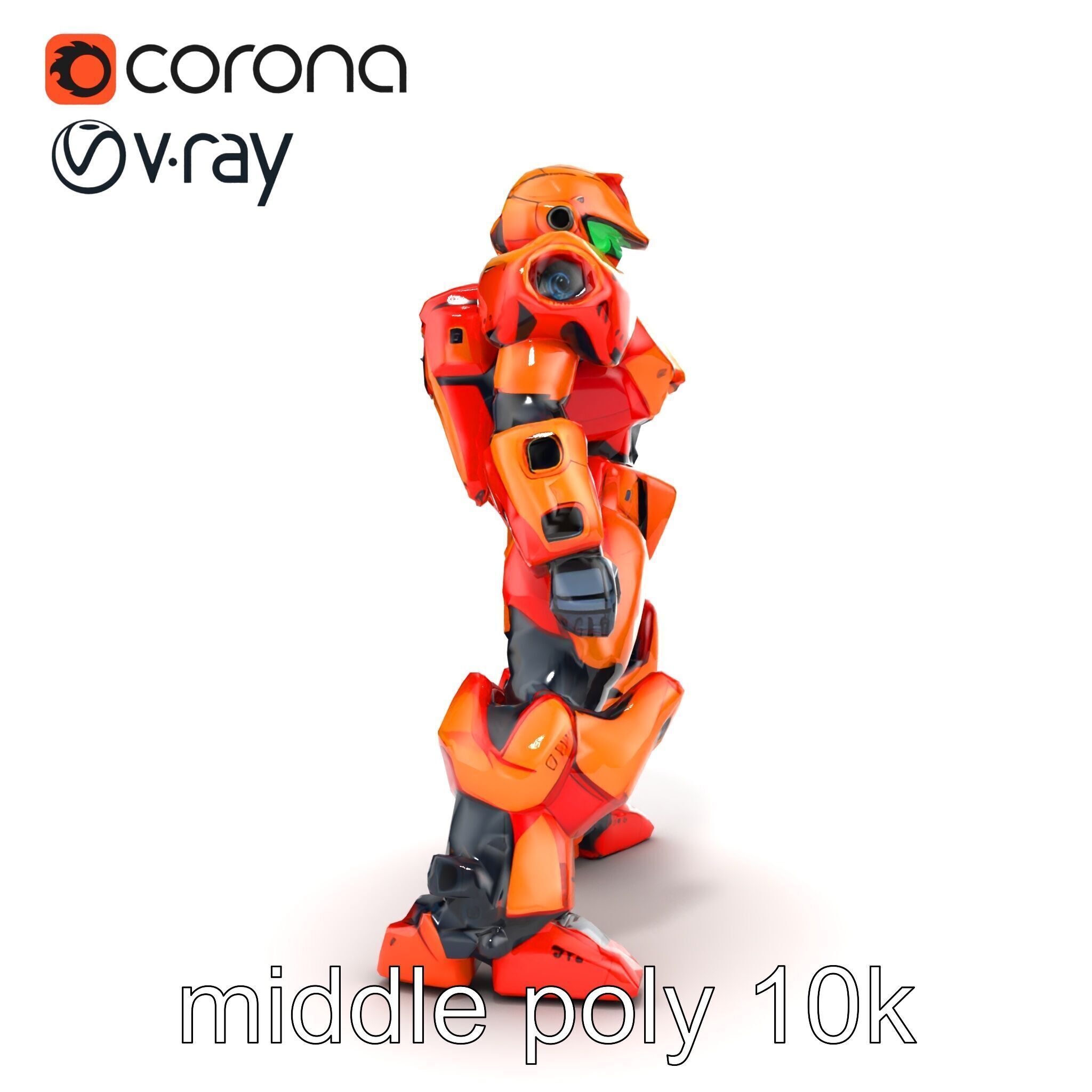 Advanced Humanoid Battle Robot Armor Model Pack Low-poly 3D model_22