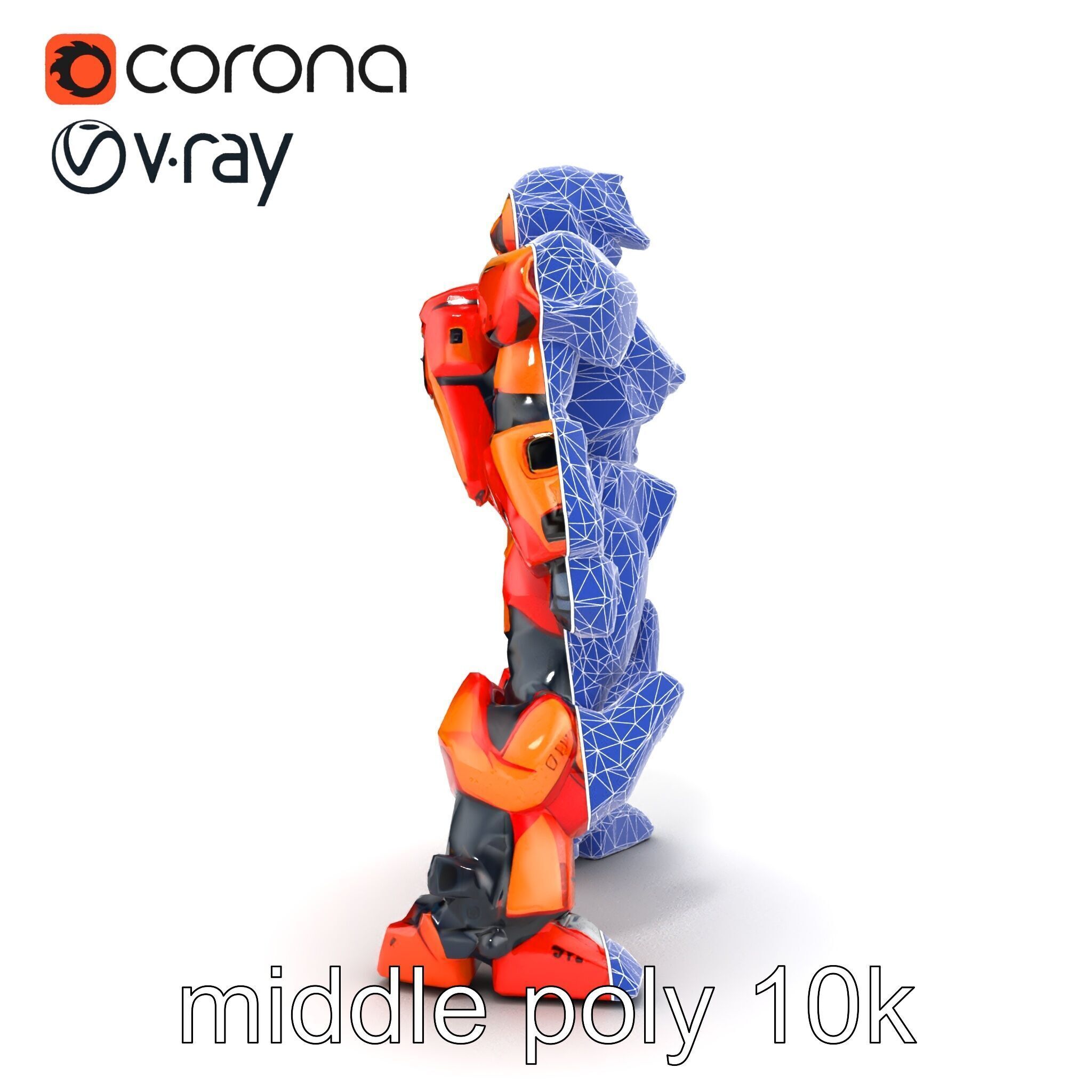 Advanced Humanoid Battle Robot Armor Model Pack Low-poly 3D model_32