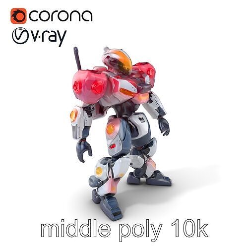 Luminous Combat Robot Tech Armor model pack Low-poly 3D model