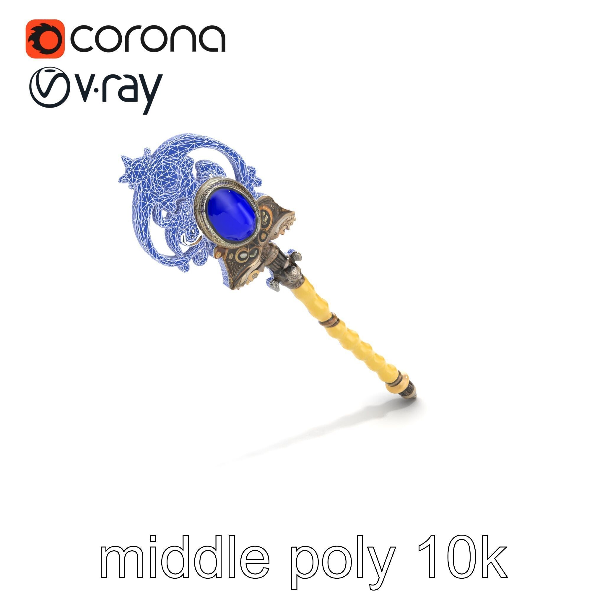 Ivory and Silver Sorcerers Scepter model pack Low-poly 3D model_24