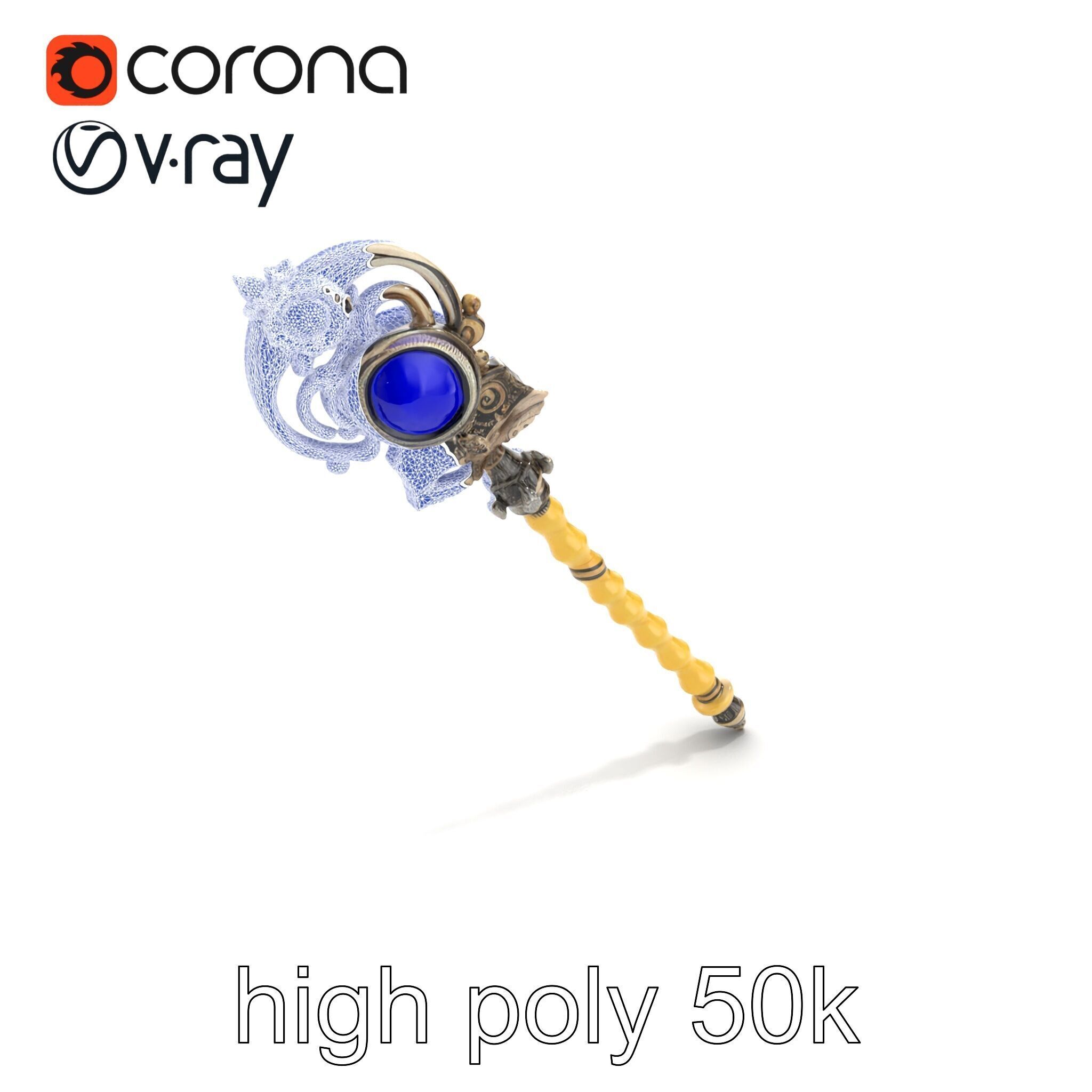 Ivory and Silver Sorcerers Scepter model pack Low-poly 3D model_15