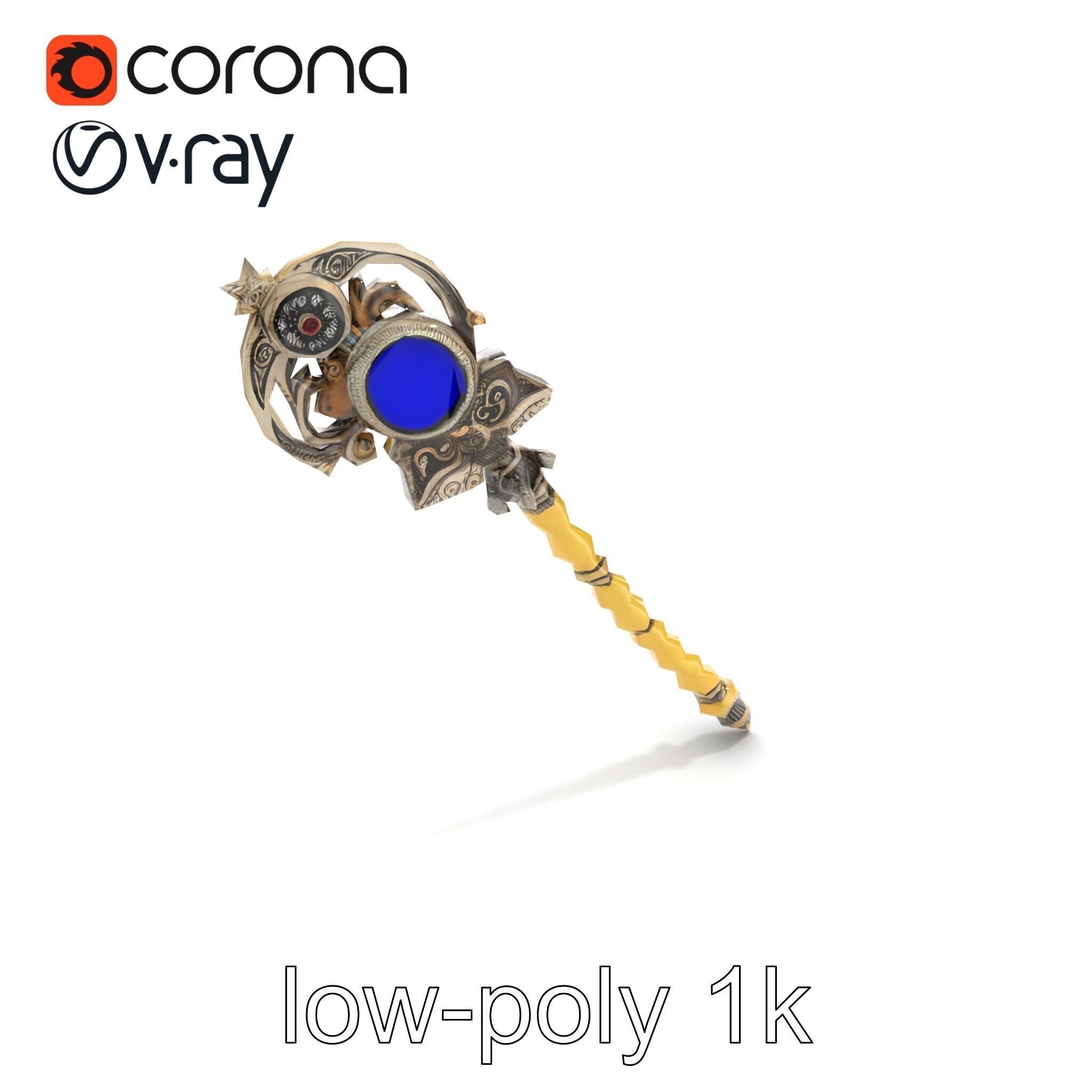 Ivory and Silver Sorcerers Scepter model pack Low-poly 3D model_9