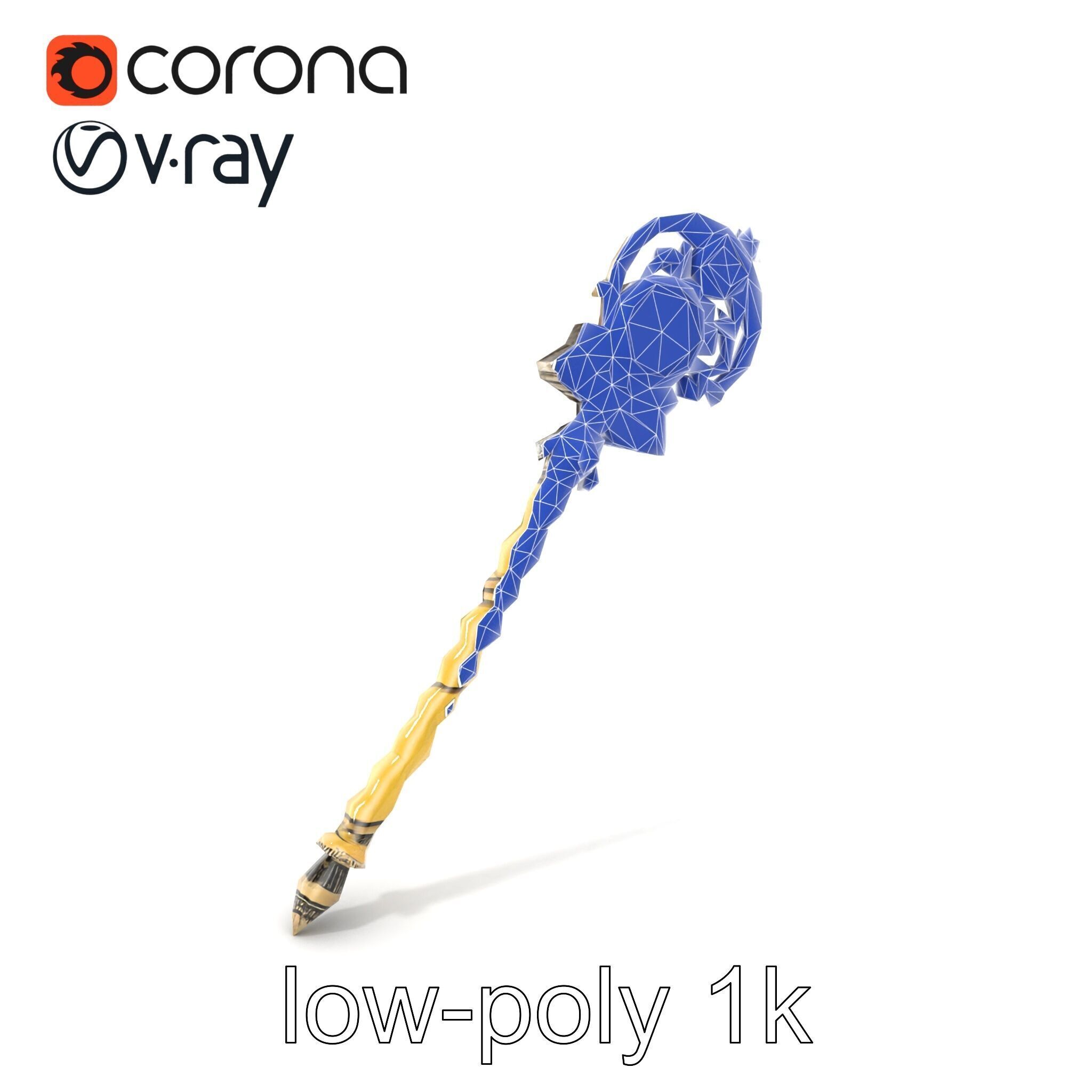 Ivory and Silver Sorcerers Scepter model pack Low-poly 3D model_7