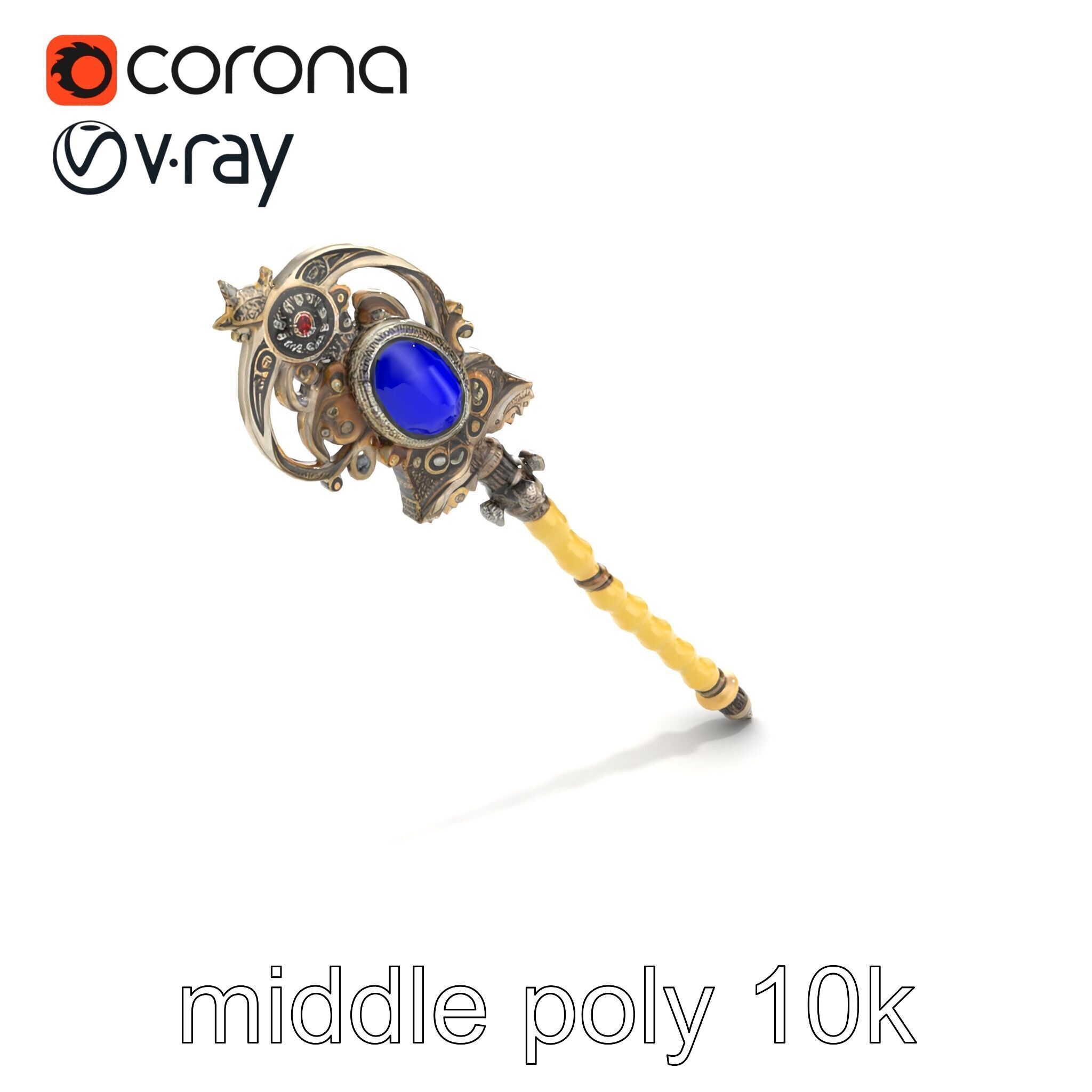 Ivory and Silver Sorcerers Scepter model pack Low-poly 3D model_8