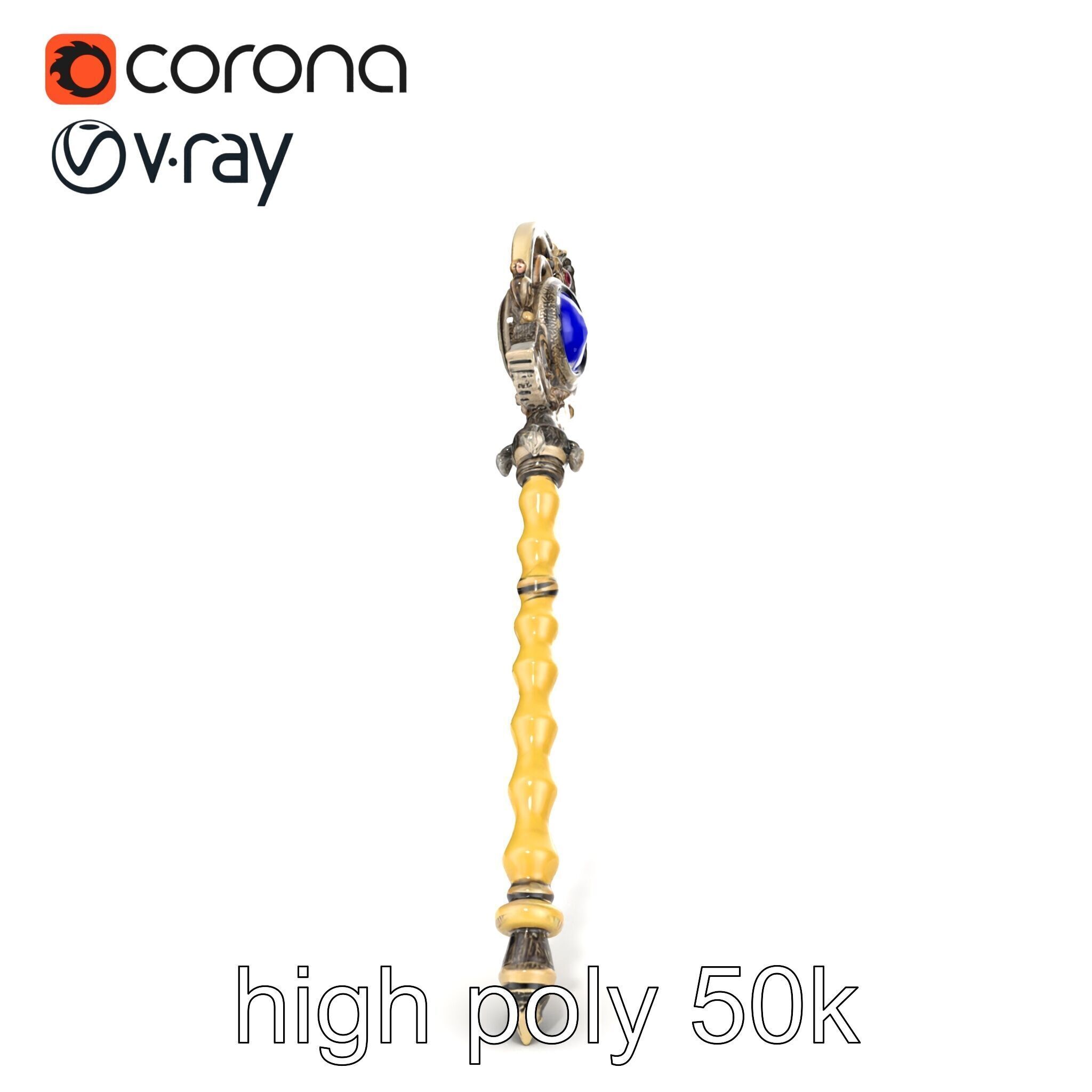Ivory and Silver Sorcerers Scepter model pack Low-poly 3D model_19