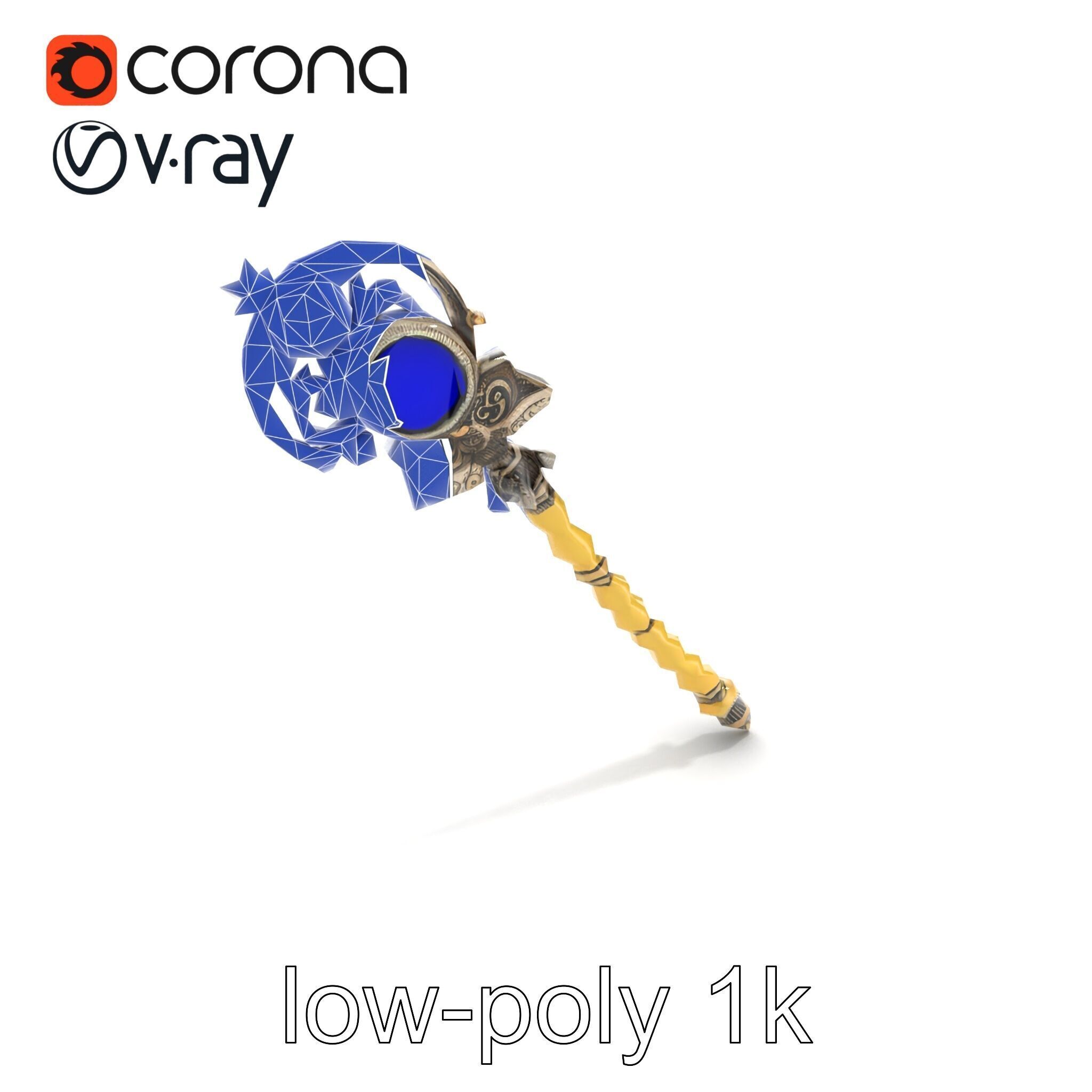Ivory and Silver Sorcerers Scepter model pack Low-poly 3D model_21