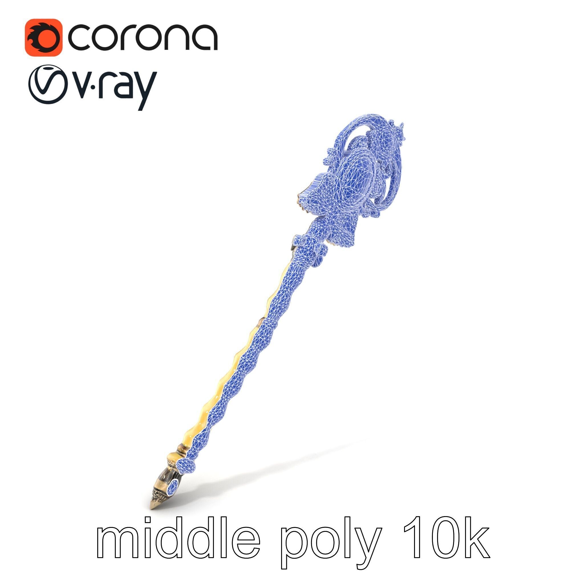 Ivory and Silver Sorcerers Scepter model pack Low-poly 3D model_6