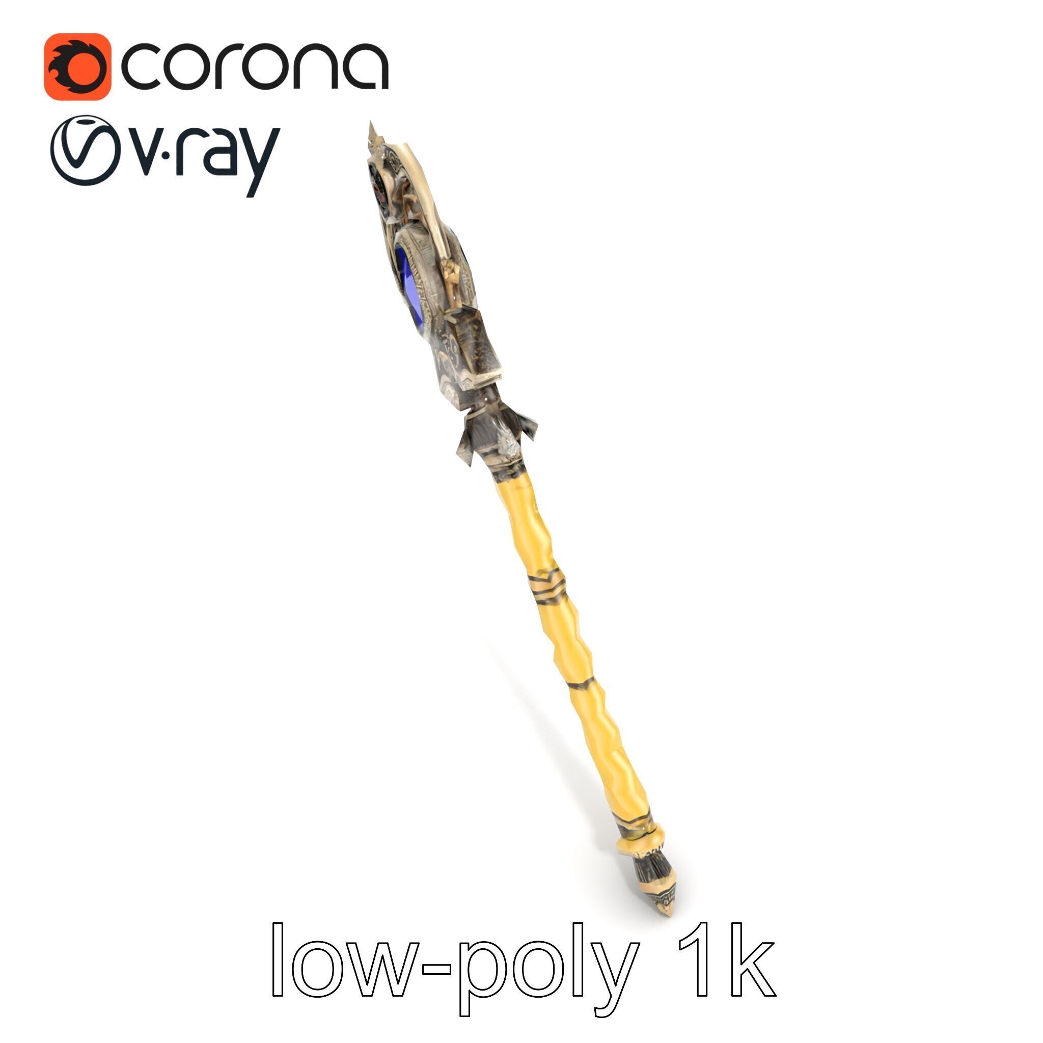 Ivory and Silver Sorcerers Scepter model pack Low-poly 3D model_26