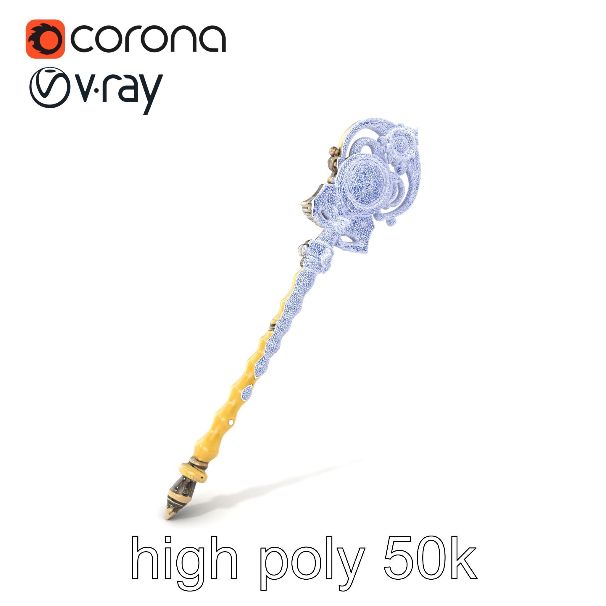 Ivory and Silver Sorcerers Scepter model pack Low-poly 3D model_10
