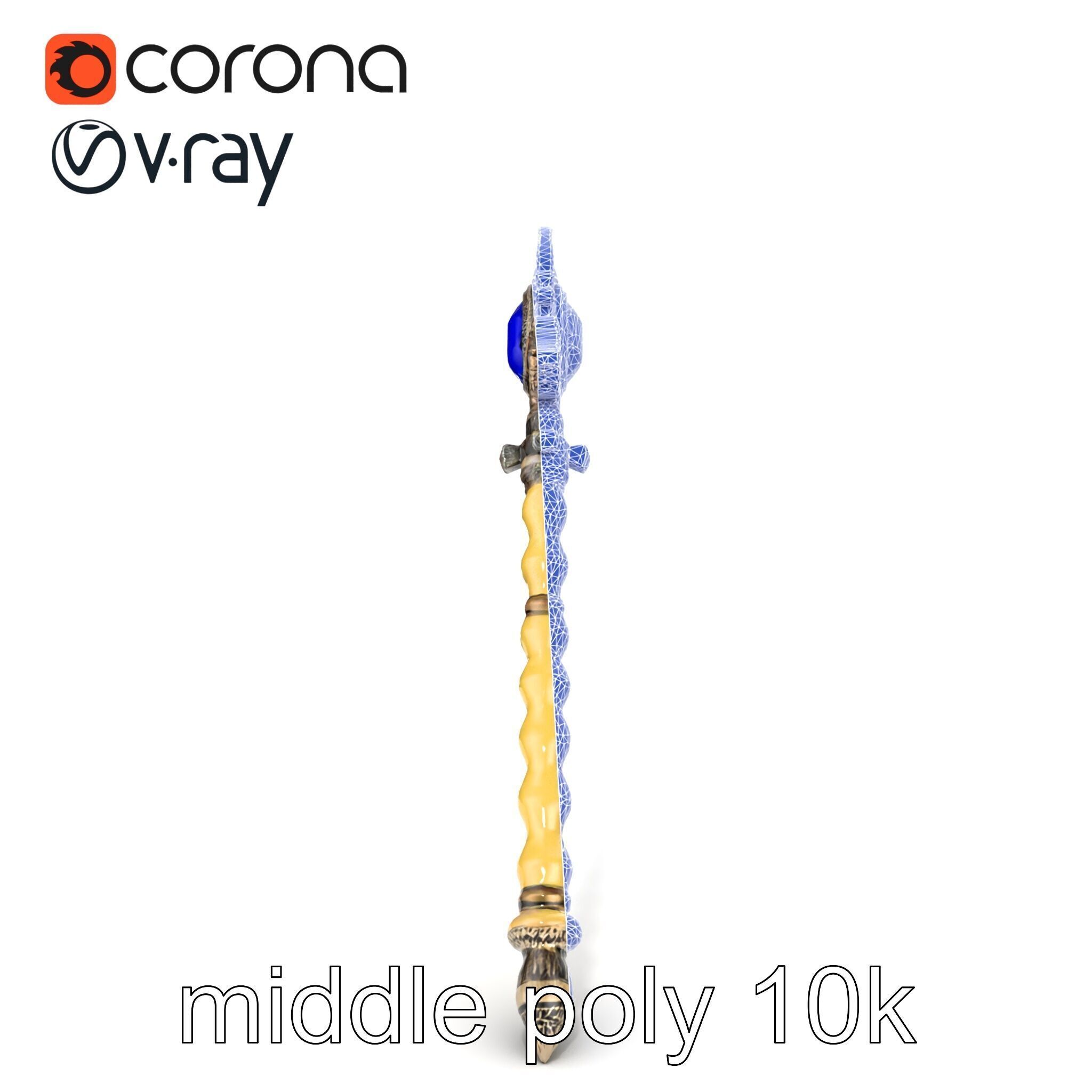 Ivory and Silver Sorcerers Scepter model pack Low-poly 3D model_13