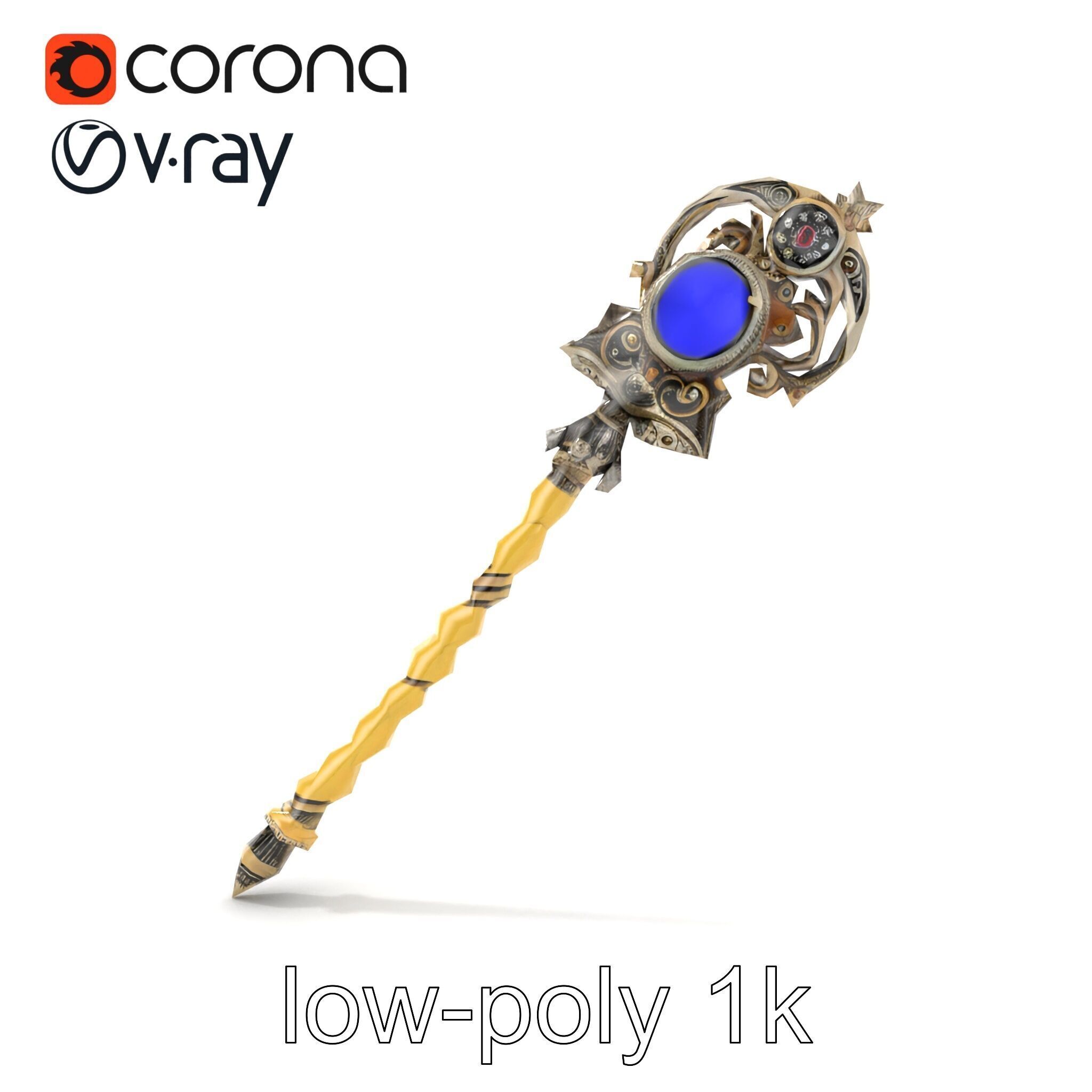 Ivory and Silver Sorcerers Scepter model pack Low-poly 3D model_32