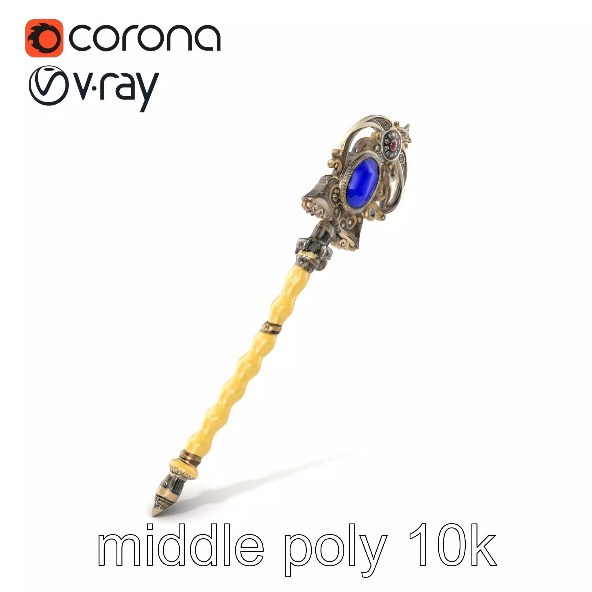 Ivory and Silver Sorcerers Scepter model pack Low-poly 3D model_0