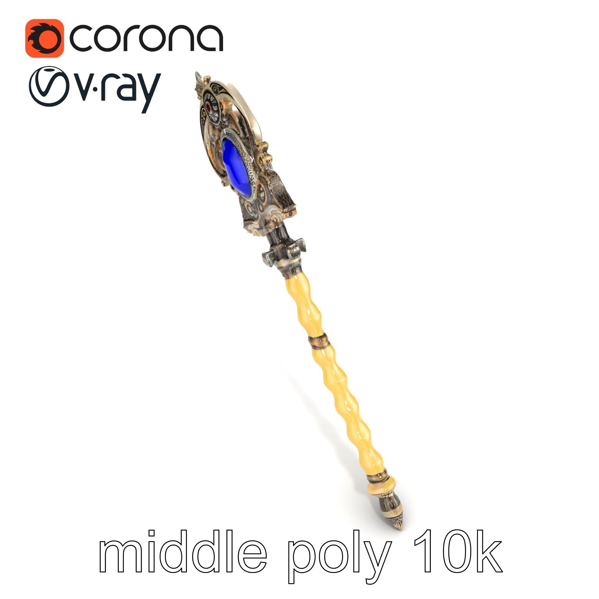 Ivory and Silver Sorcerers Scepter model pack Low-poly 3D model_31